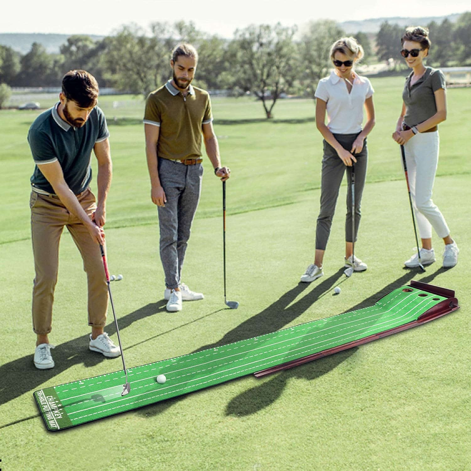 CHAMPKEY PUTTECH Golf Putting Mat | True Roll Surface with Non Slip Backing Putting Green : Sports & Outdoors