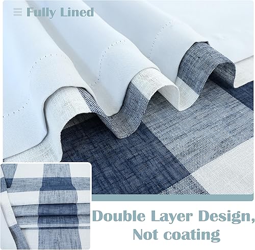 Vista 182 de DriftAway - Cortinas de ojales opacas, patrón a cuadros, forro térmico con aislamiento, blackout, impresas a cuadros, 2 capas, juego de 2 paneles