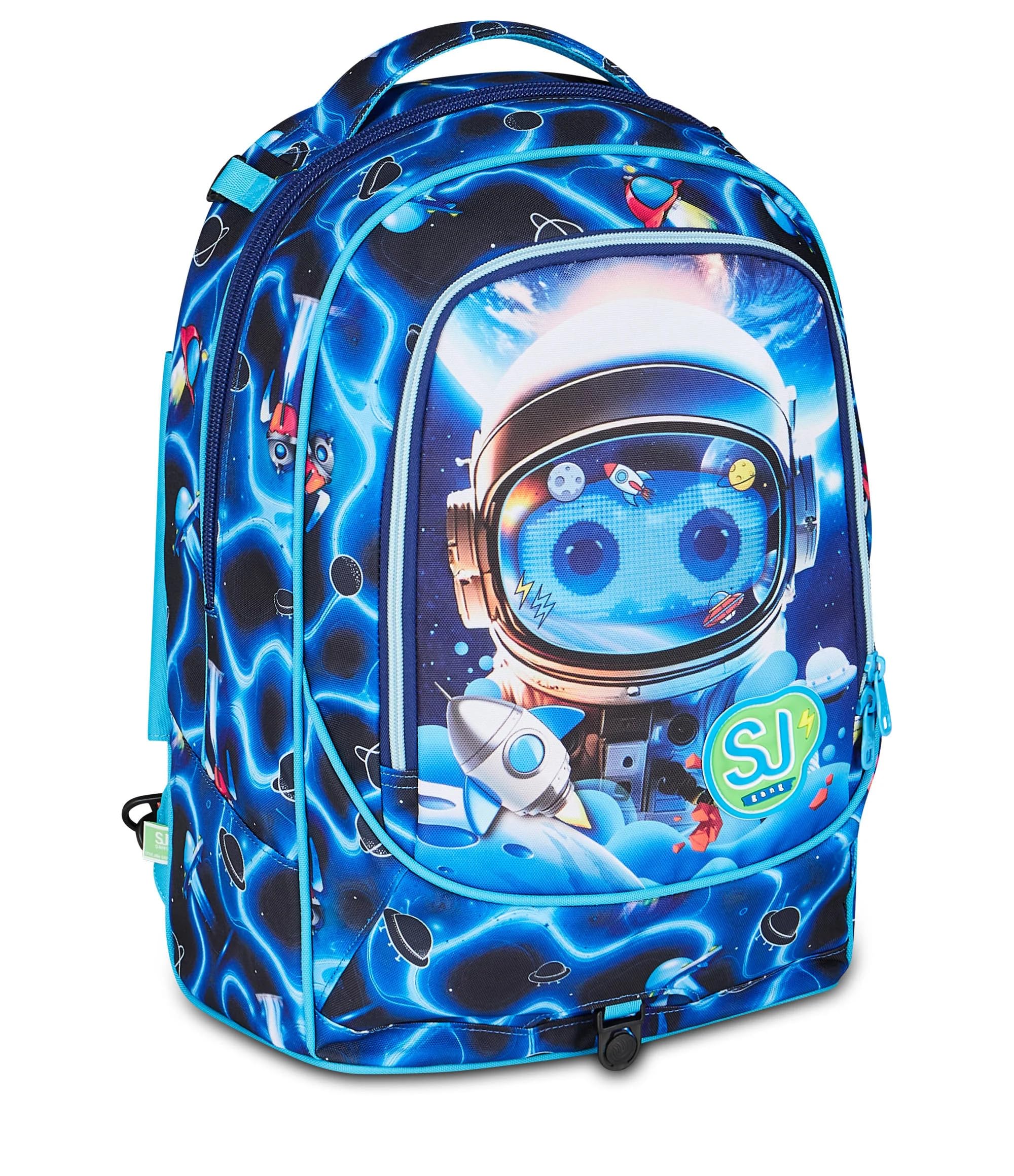 Trolley Scuola primaria Seven Sj Boy, 8 Ruote zaino staccabile - Space Led Boy Astronauta, 3 in 1 per Bambino + Astuccio 3 zip + Diario 2026/2027 + 7 penne a scatto e portachiave fischietto