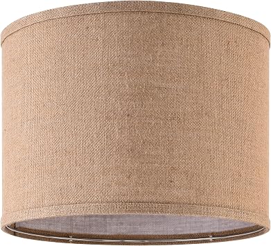Natural Burlap Linen Lampshade Drum Lamp Shade 13``Top x 13``Bottom x 10``HighSpider Brown Medium Modern Lamp Shades for Table & Bedside Lamp - Top and Bottom Self Trim Lampshades Replacemen