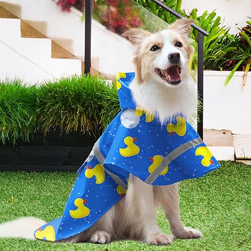 Miniatura 5 de NACOCO Impermeable grande ajustable para perros, patos de goma para mascotas, ropa amarilla a prueba de agua, chaqueta ligera para la lluvia, poncho