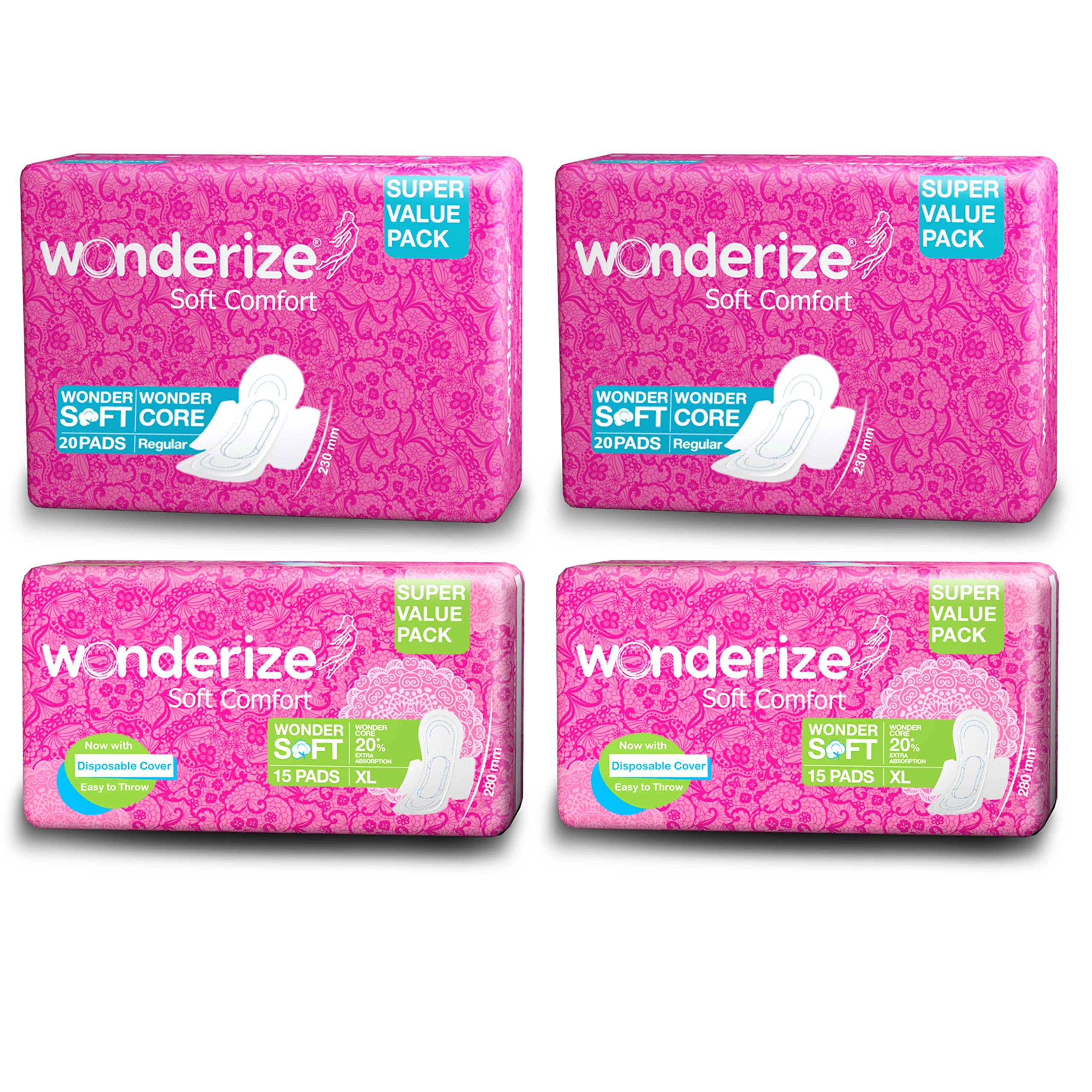 Wonderize Soft Comfort XL Sanitary Napkins for women(30 Pads) + Soft Comfort Regular Size Sanitary Napkins (40 Pads) - Super Saver Pack (B08LSHDLXS) Amazon Price History, Amazon Price Tracker