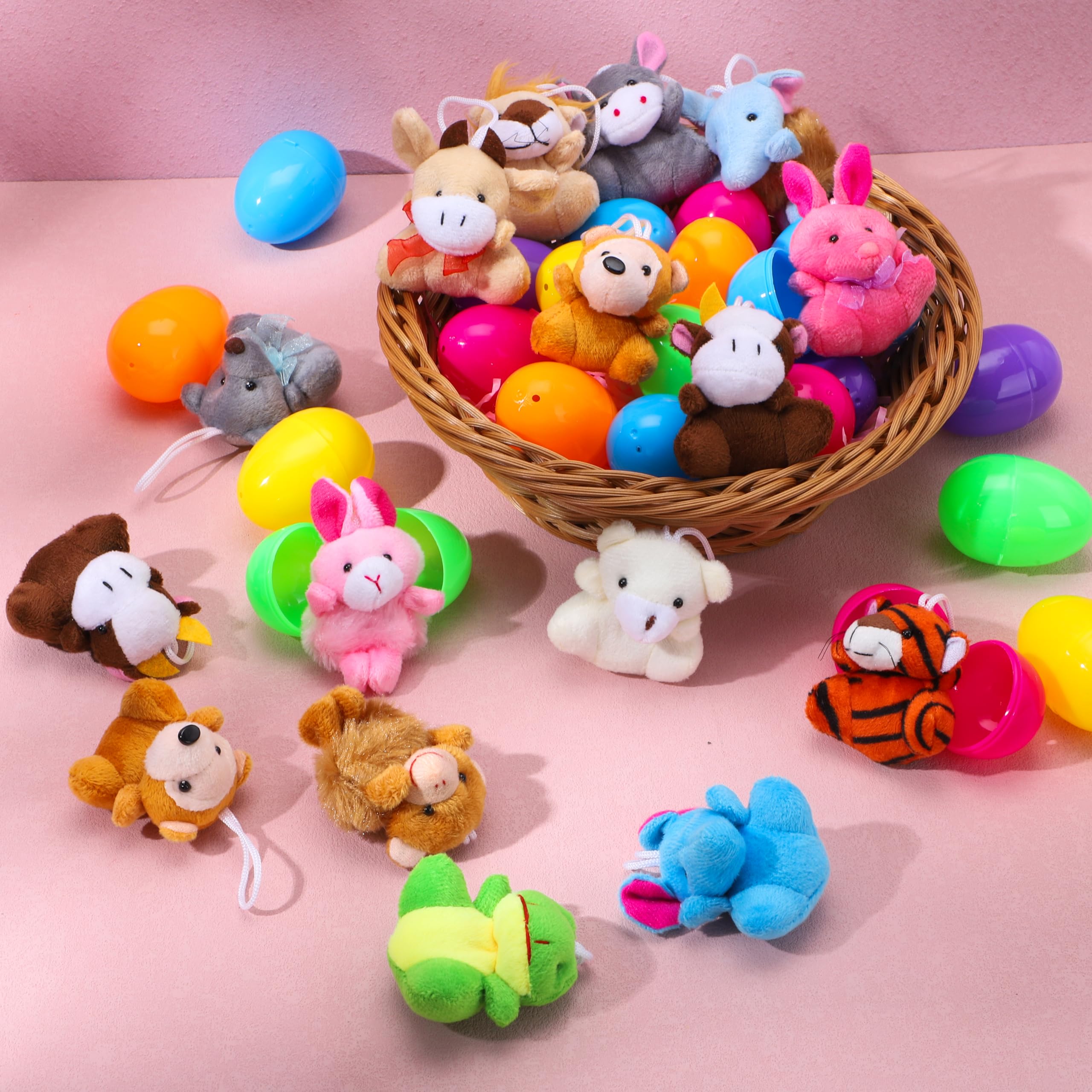 12 Huevos De Pascua Precargados Con Animales De Peluche – Sorpresas Para Cestas Y Búsquedas De Pascua, Regalos Para Niños