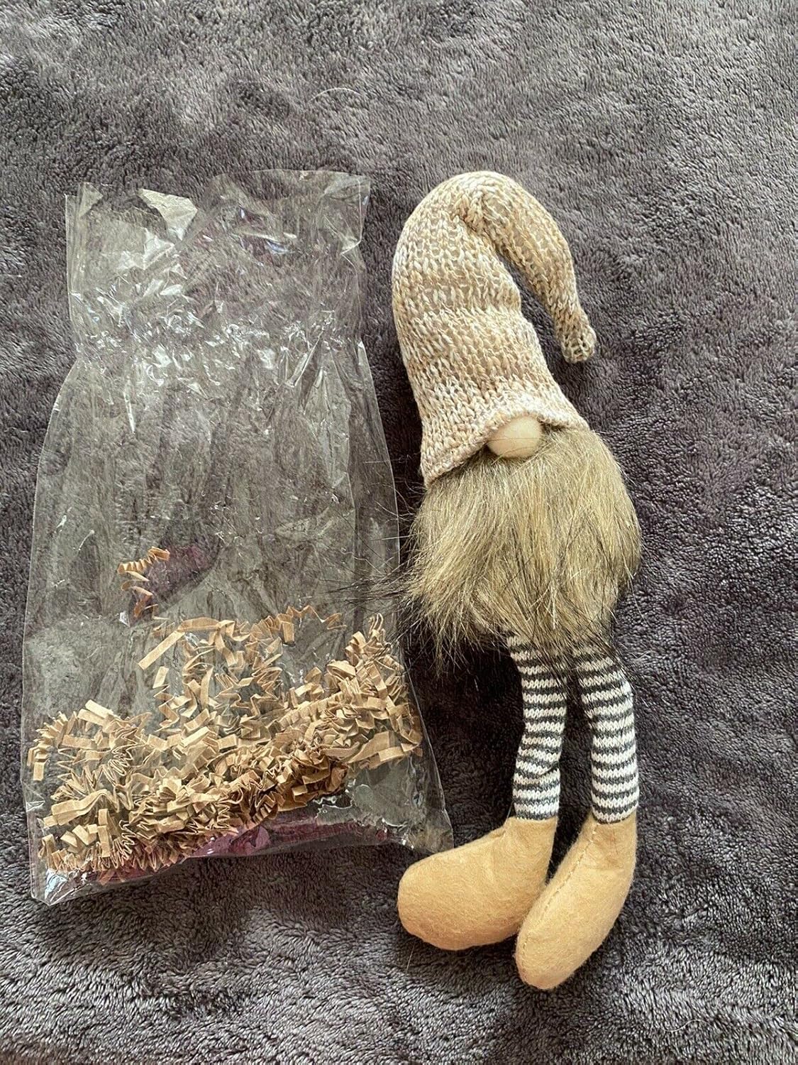” Stuffed Sitting Gnome. Has Grey Stripped Legs and Brown Beard 11 : Clothing, Shoes & Jewelry
