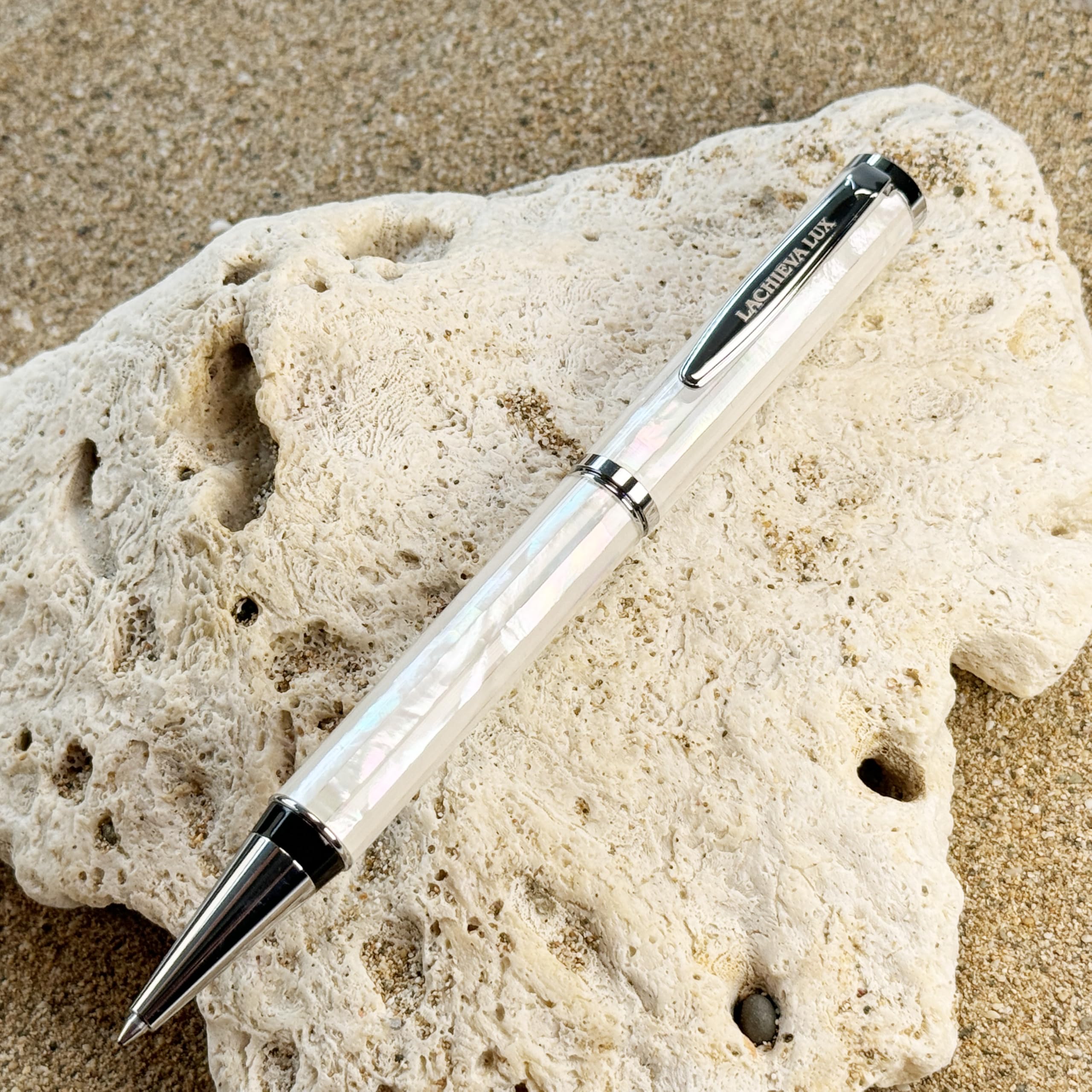 LACHIEVA LUX Stunning Handcrafted Mother of Pearl Ballpoint Pen with German P900M 1 0MM Refill Luxury White Shell — view 7