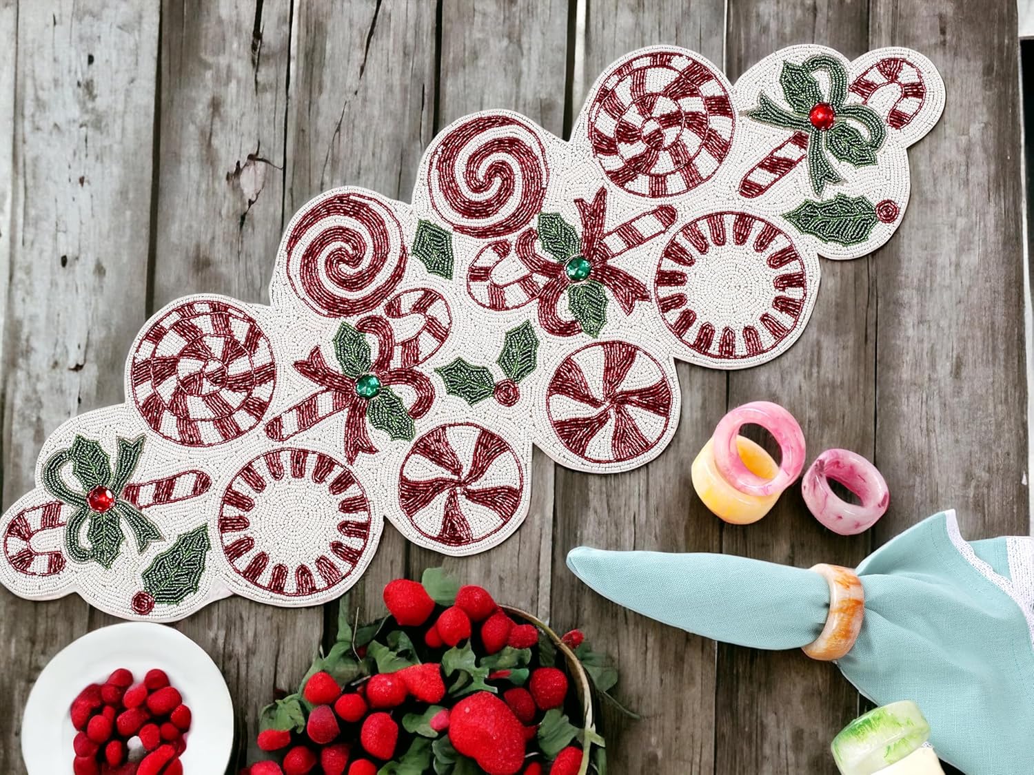 Beaded Table Runner, Beaded Table Runners 36 Inches Long