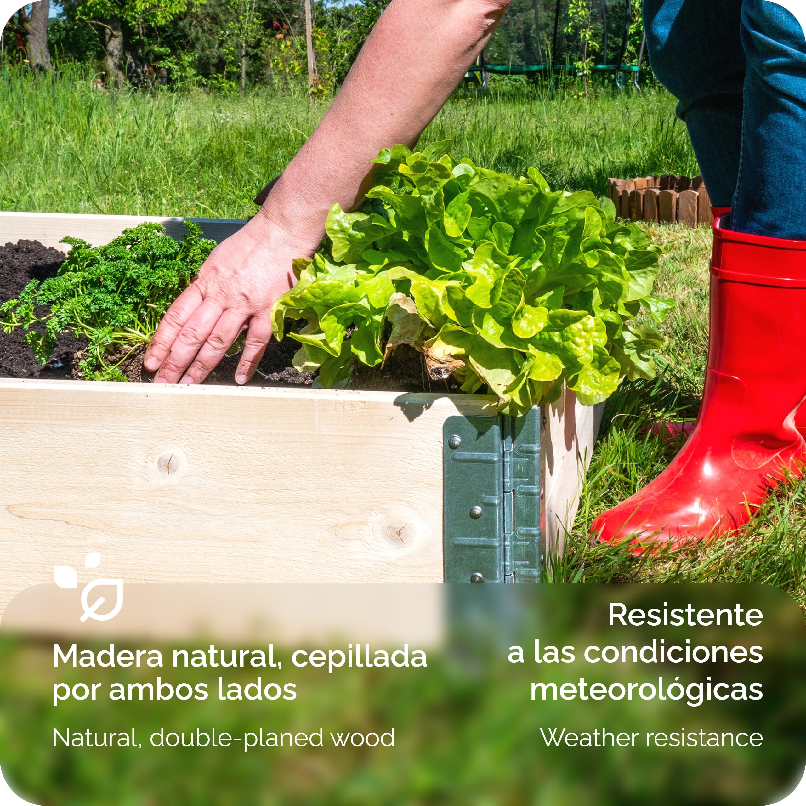 Garronda Jardinera Elevada de Madera 120x80 cm, Huerto Urbano para Terraza y Jardín, Cercado Exterior, Marcos de Palets Apilables para Plantas y Flores, Cantero Exterior GD-0075 (Natural, 3 pzs)