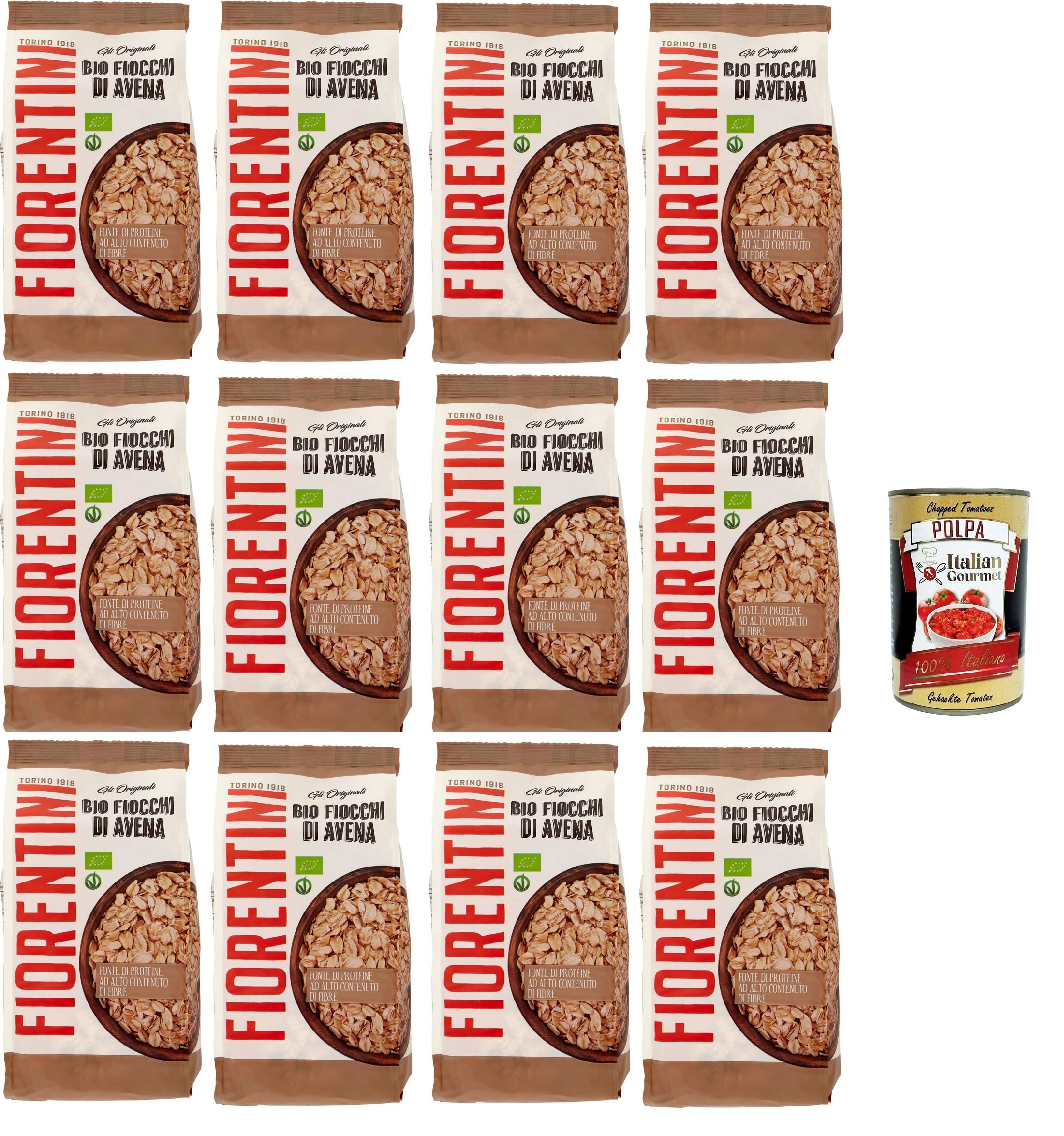 Fiorentini Fiocchi di Avena, Fonte di proteine ad alto uto contendi fibra de avena, fuente de proteínas con alto contenido de fibra 12 x 500 g + polpa italiana gourmet 400 g