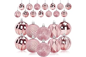 JULMELON 24PCS Pink Christmas Balls Ornaments