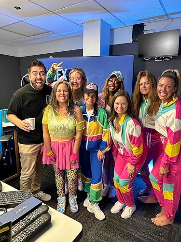 Miniatura 4 de UOUA Conjunto deportivo de 2 piezas con bloques de color para mujer, de los años 80 y 90, de manga larga, rompevientos