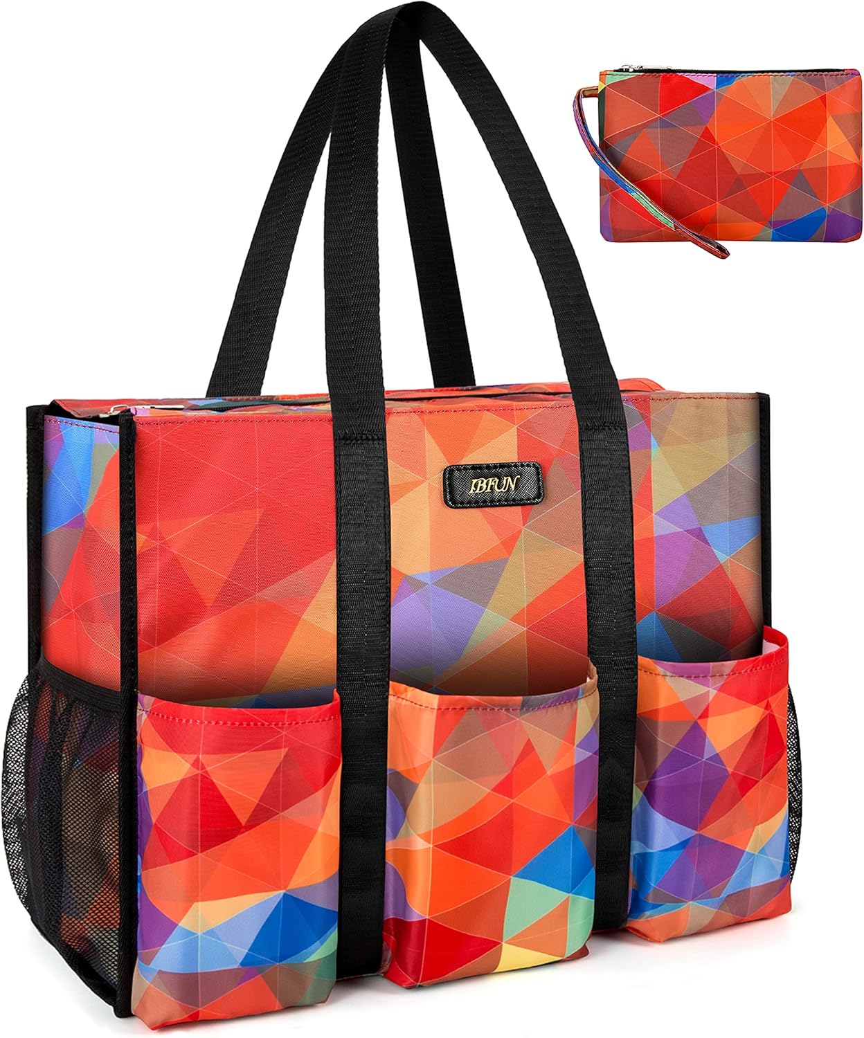 IBFUN Utility Tote Bag with 14/24 Pockets Zip Top Teacher Tote Bag for Teacher/Work Women