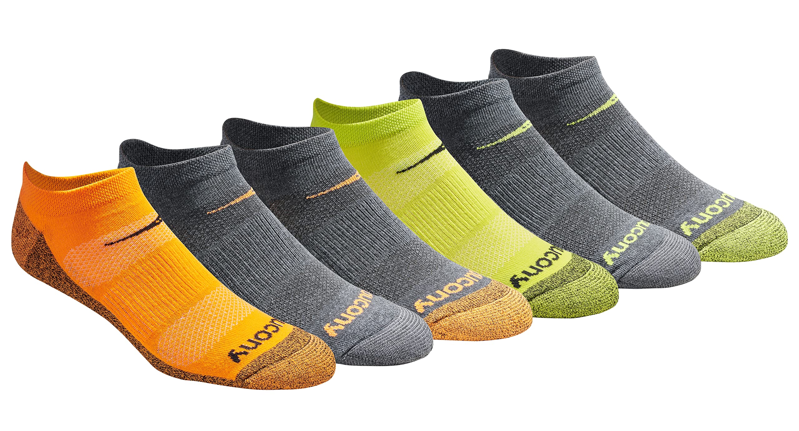 Saucony Men's RunDry Mesh Ventilating Comfort Fit Performance No-Show Socks, Available in M-XXL (6, 12, 18 Pairs)