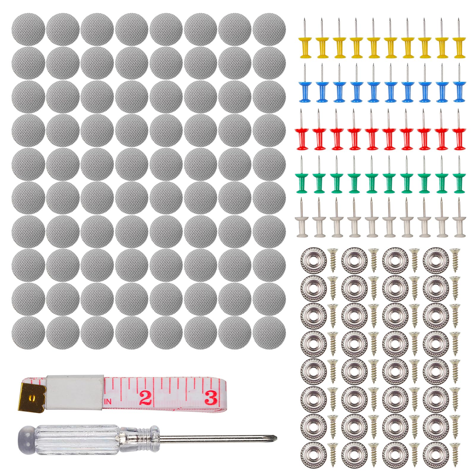 80 Stück Dachhimmel Reparatur Set, KFZ Reparatur Nieten, Auto Dachhimmel Stoff Reparatur Knopf, Universal Auto Dach Nieten mit Stecknadeln Schraubendreher Maßband für Alle Autos