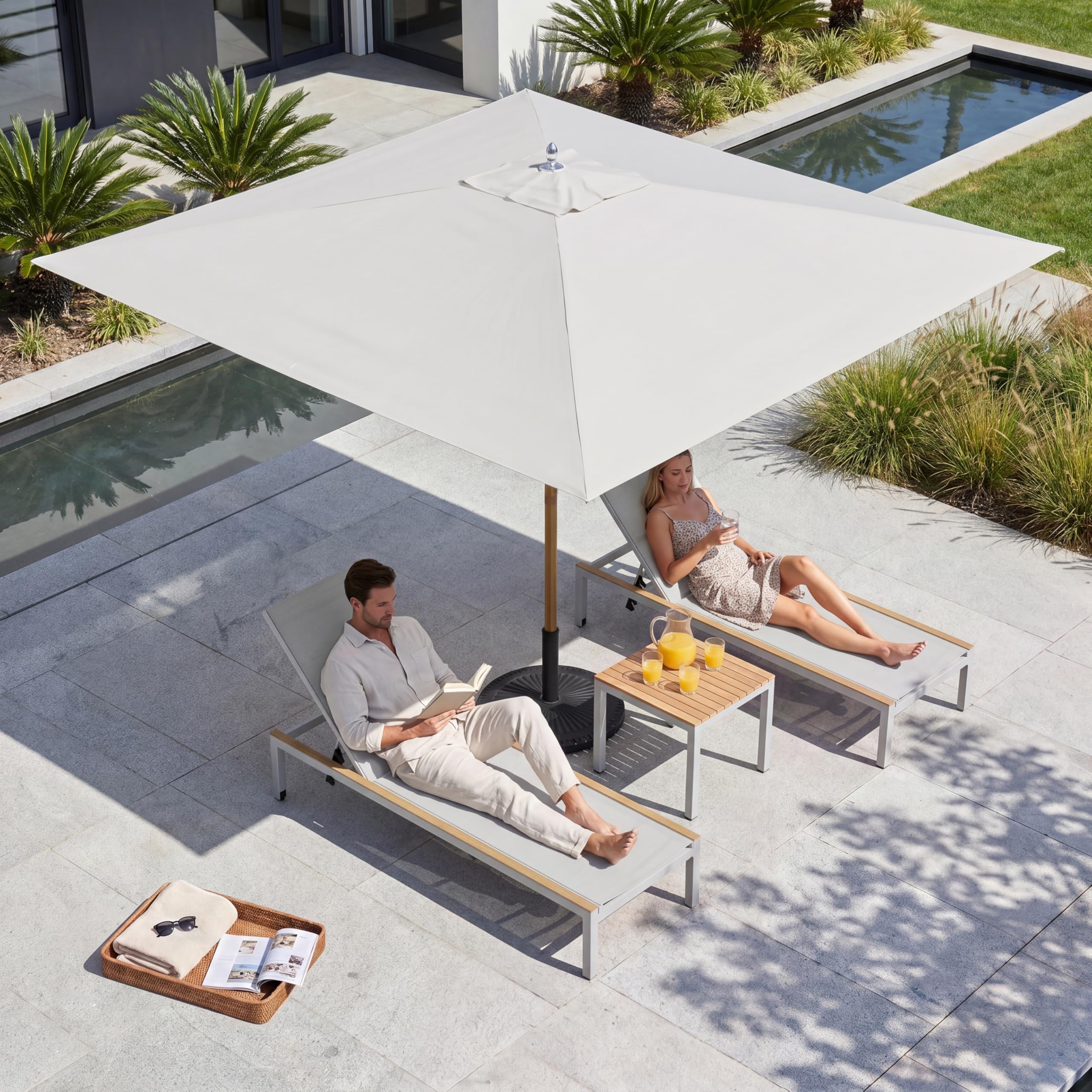8 by 10 rectangular sunbrella patio umbrella Grand 10x10 FT Patio with 3-Year-No-Fade Olifen Fabric, Outdoor Umbrella with Faux-Wood Grain Aluminum Ribs, Market Umbrella with Pulley Lift for Poolside, Deck, Backyard, Light Gray Trek Wahoo Blue Trek Series-Name__GLS Custom Features a classic crank Color:SE OLIVE