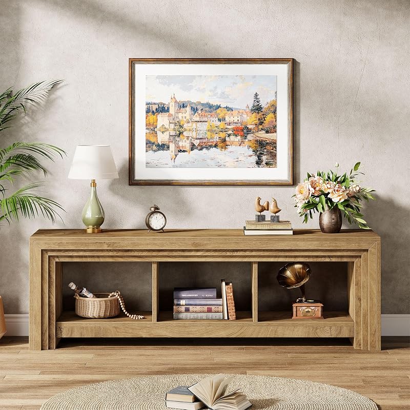 Tribesigns 63" TV Stand for TVs Up to 75 Inches, Wood Entertainment Center image 4