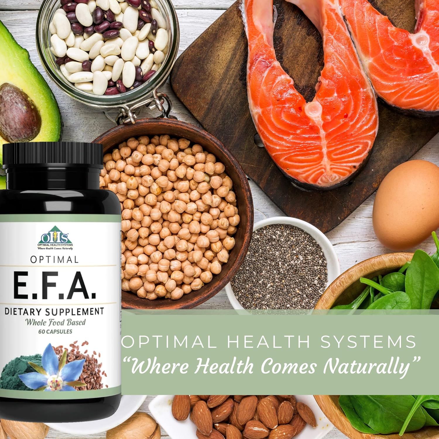 Optimal Health Systems EFA | 1,000 mg from Borage, Flaxseed, and Algae Oil | Safer, Plant-Based Blend | Essential Fatty Acid Supplement | 60 Capsules - Image 7