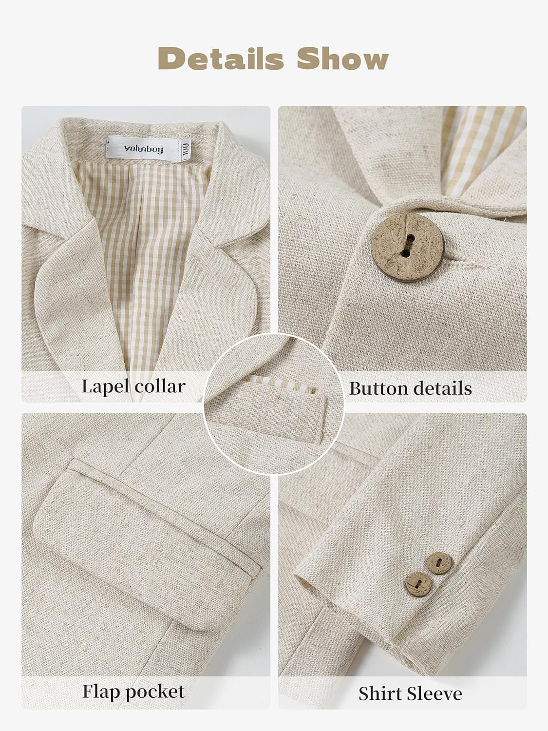 Volunboy Toddler 2 Piece Formal Suit Set Baby Cotton Linen Tuxedo 18 Months-5 Yrs Boys Ring Bearer Outfit