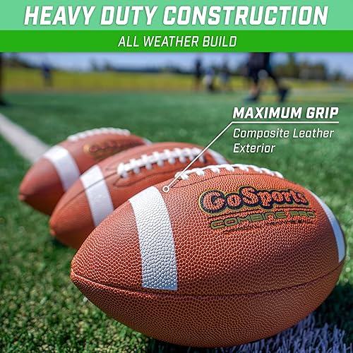 Miniatura 6 de GoSports Combine Football 6 Pack – Tamaño reglamentario para escuela secundaria y universidad – Pelotas de cuero compuesto oficial