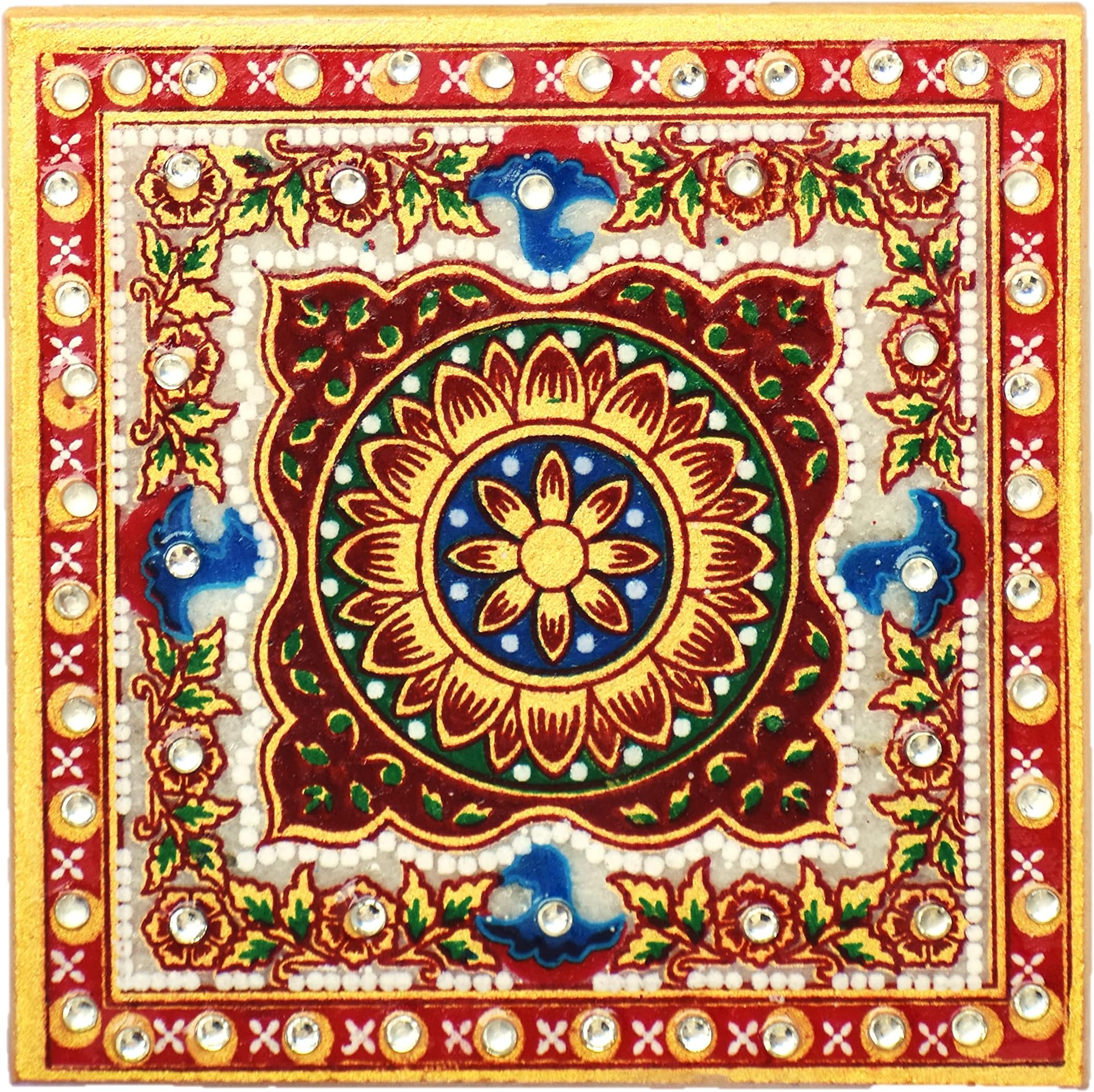 Mander Small Designer Marble Chowki (4 x 4 Inch)
