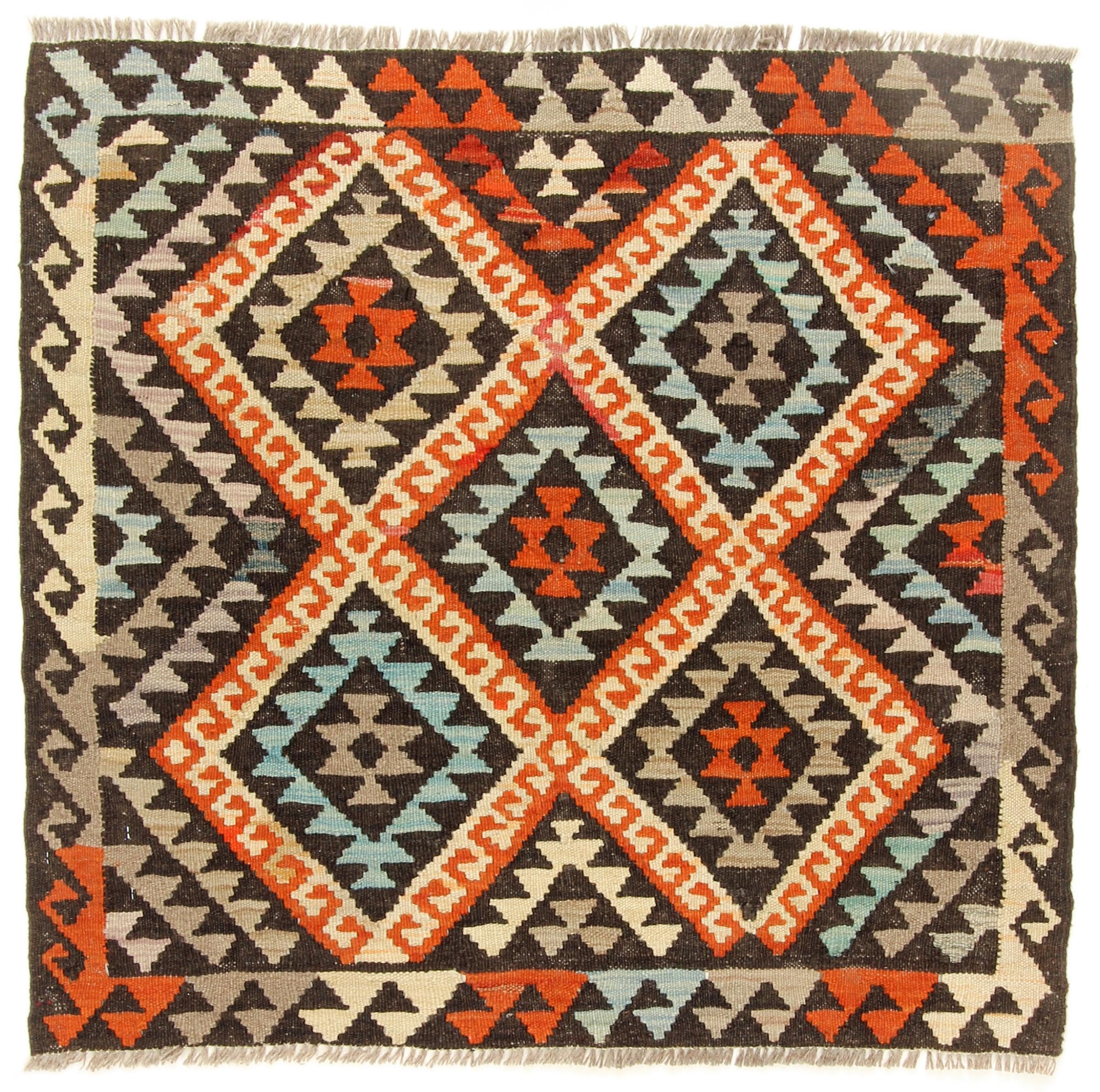 Tapis d'Orient Kilim Afghan en laine 100x94 cm, la solution déco pour petit salon