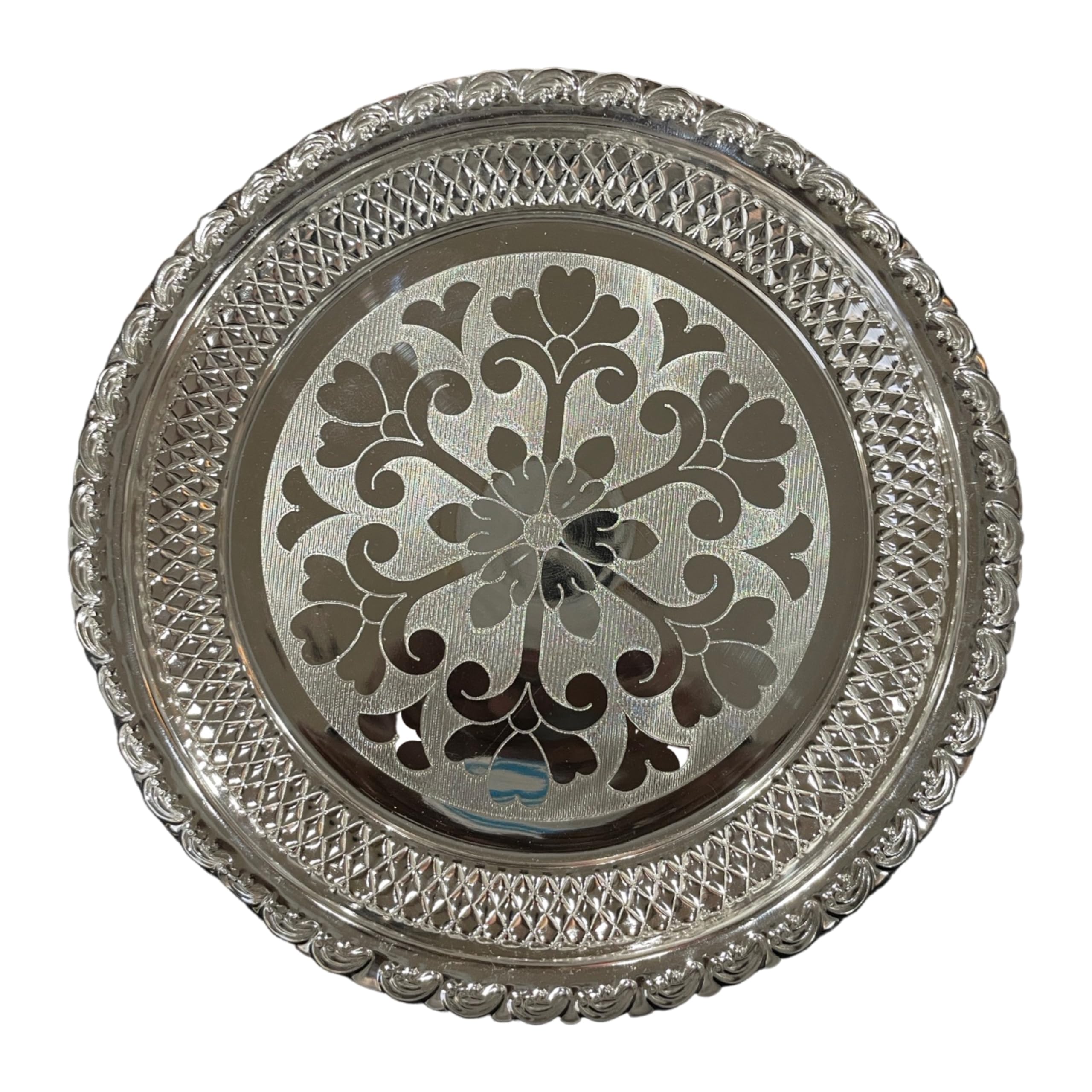925 Sterling Silver Hallmarked DesignerPuja Plate Small Sizes - Style#04 (5.5-inch Diameter)
