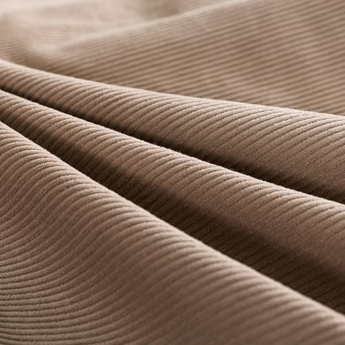 Eikei Juego de funda de edredón de pana de terciopelo de algodón puro, tela natural, estilo casual y moderno, ropa de cama reversible a rayas