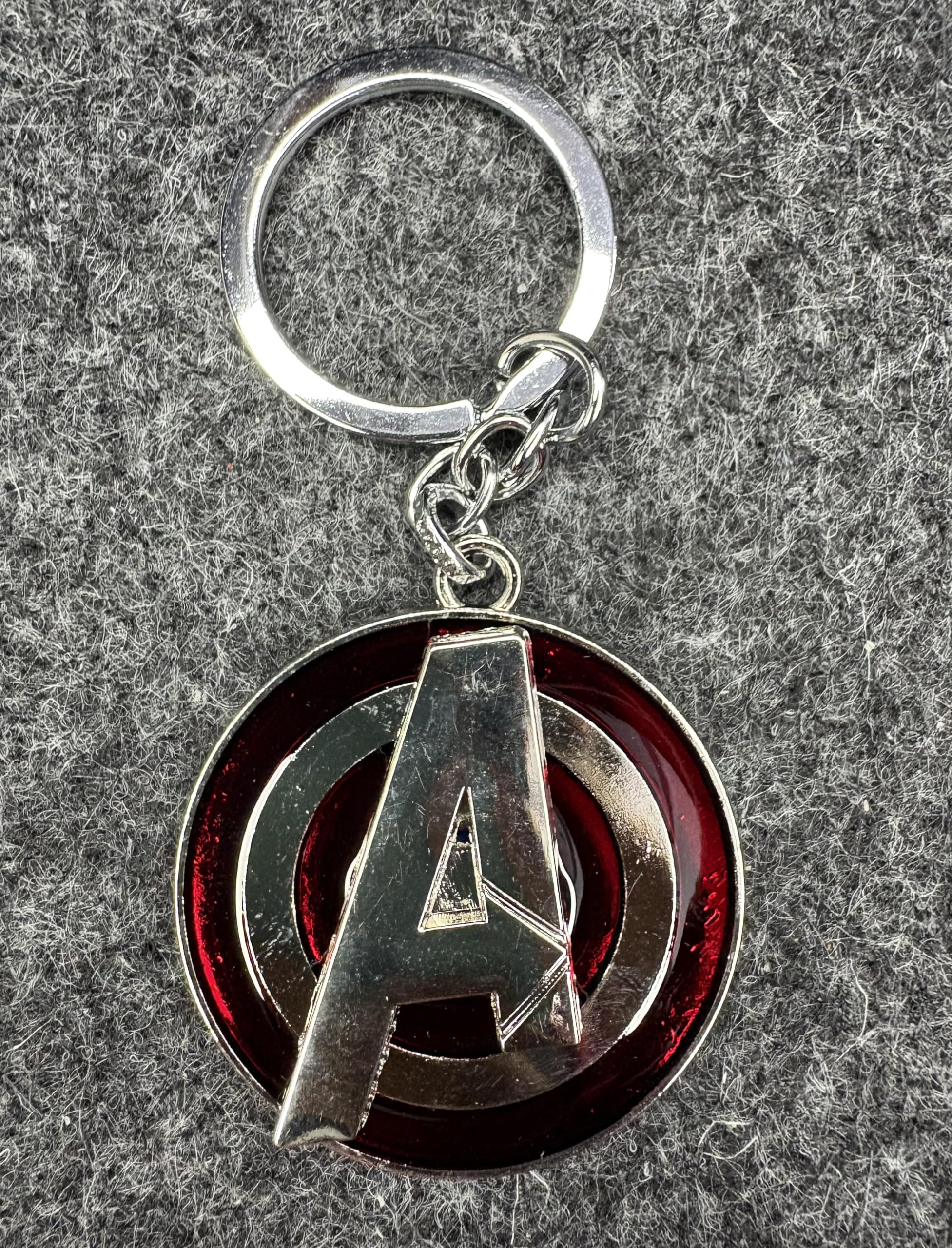 Avengers Logo Metal Keychain, Silver and Red Enamel-image-45