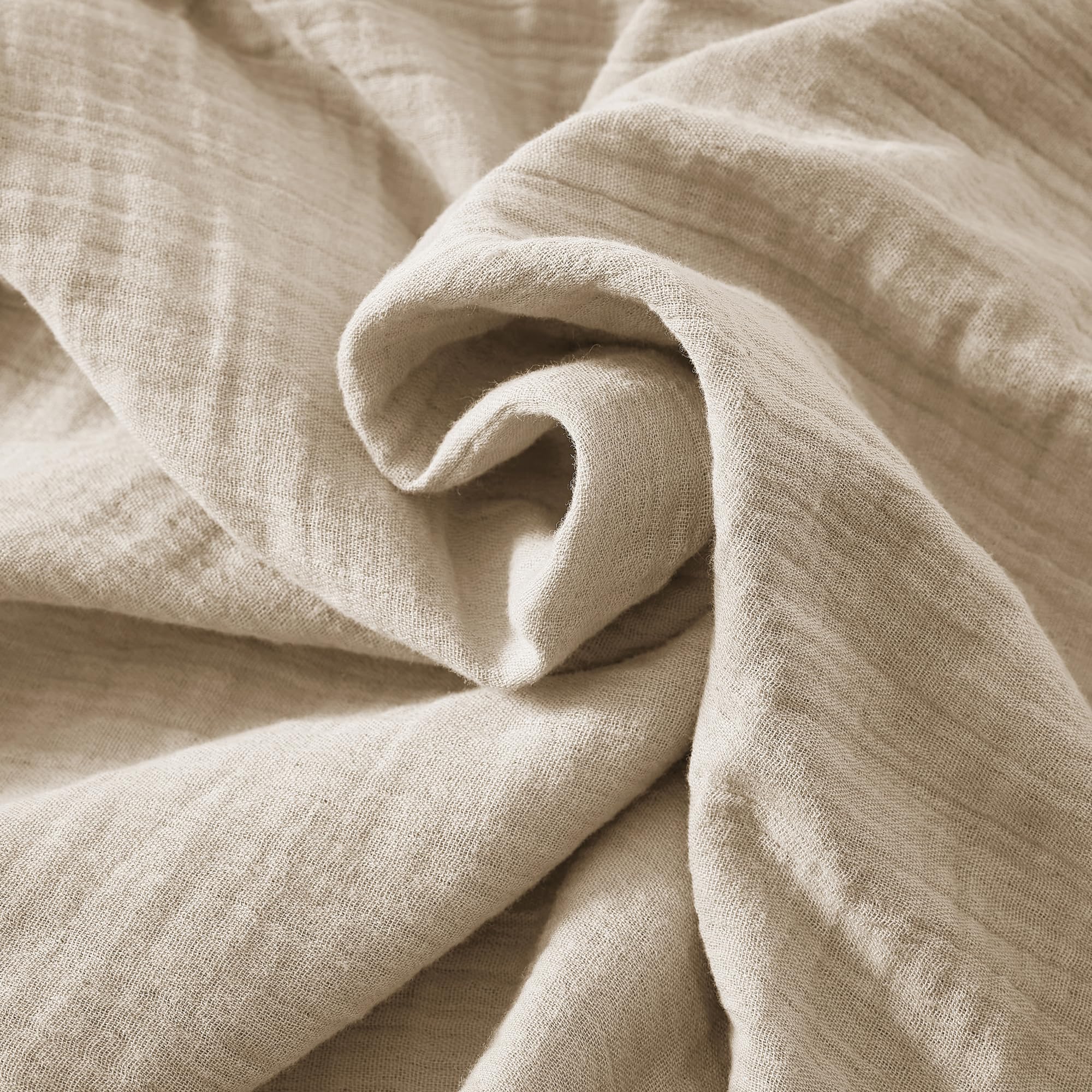 Lot de 2 coussins 45 x 45 cm gaze de coton Ficelle – Déhoussables zip – Pas