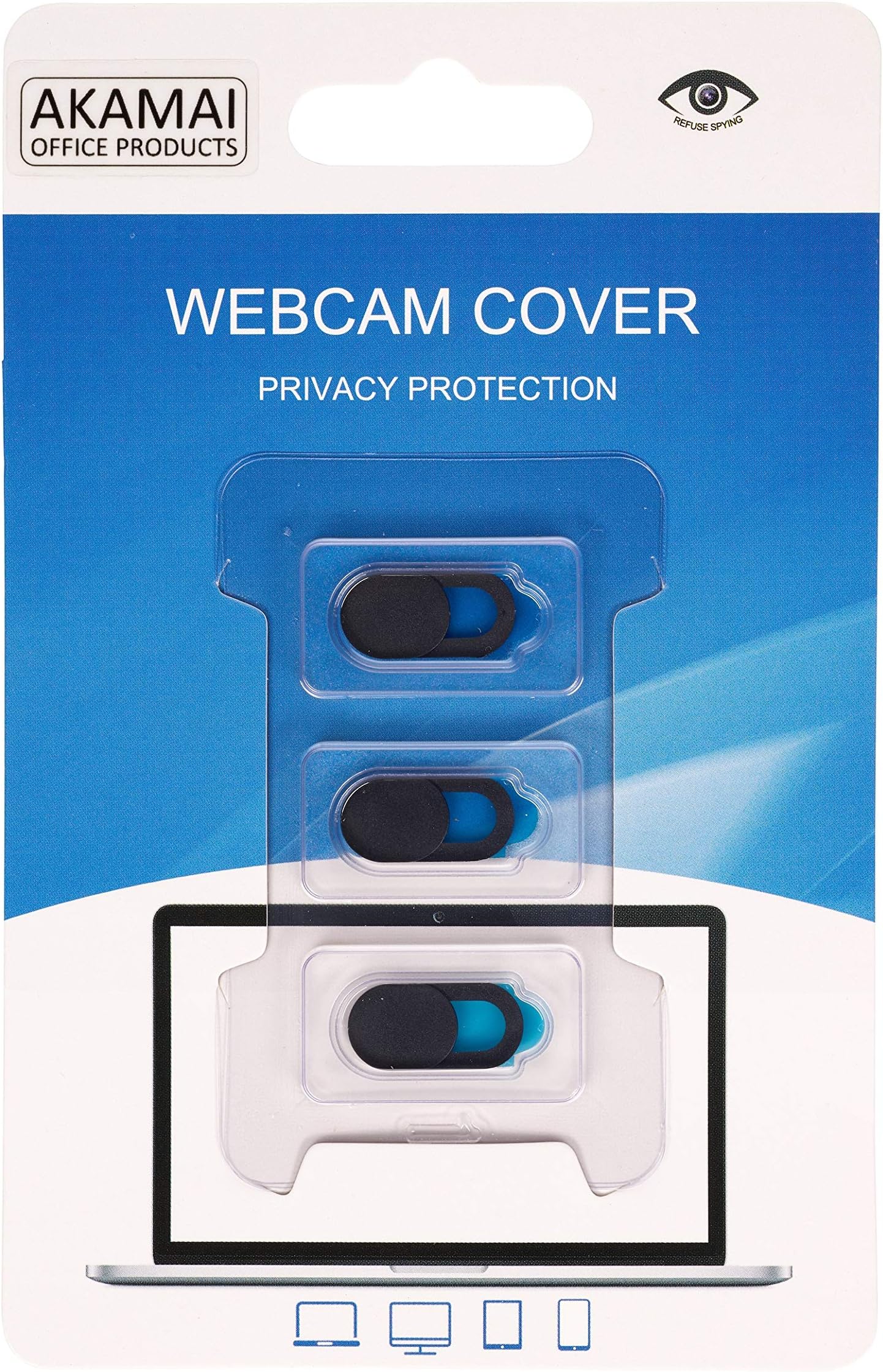 Akamai Webcam Privacy Cover (3 Pack)-Ultra Slim Webcam Camera Cover Slide, Suitable for iPad, iPhone, Android, Laptops, MacBook, MacBook Pro, iMac, Mac, Dell, Lenovo, HP Protects Your Privacy