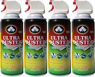 ULTRA Duster Industrial Strength Canned Air Duster 10oz 4-Pack - Ozone Safe Dust Blaster for Computers, Keyboards, Printers