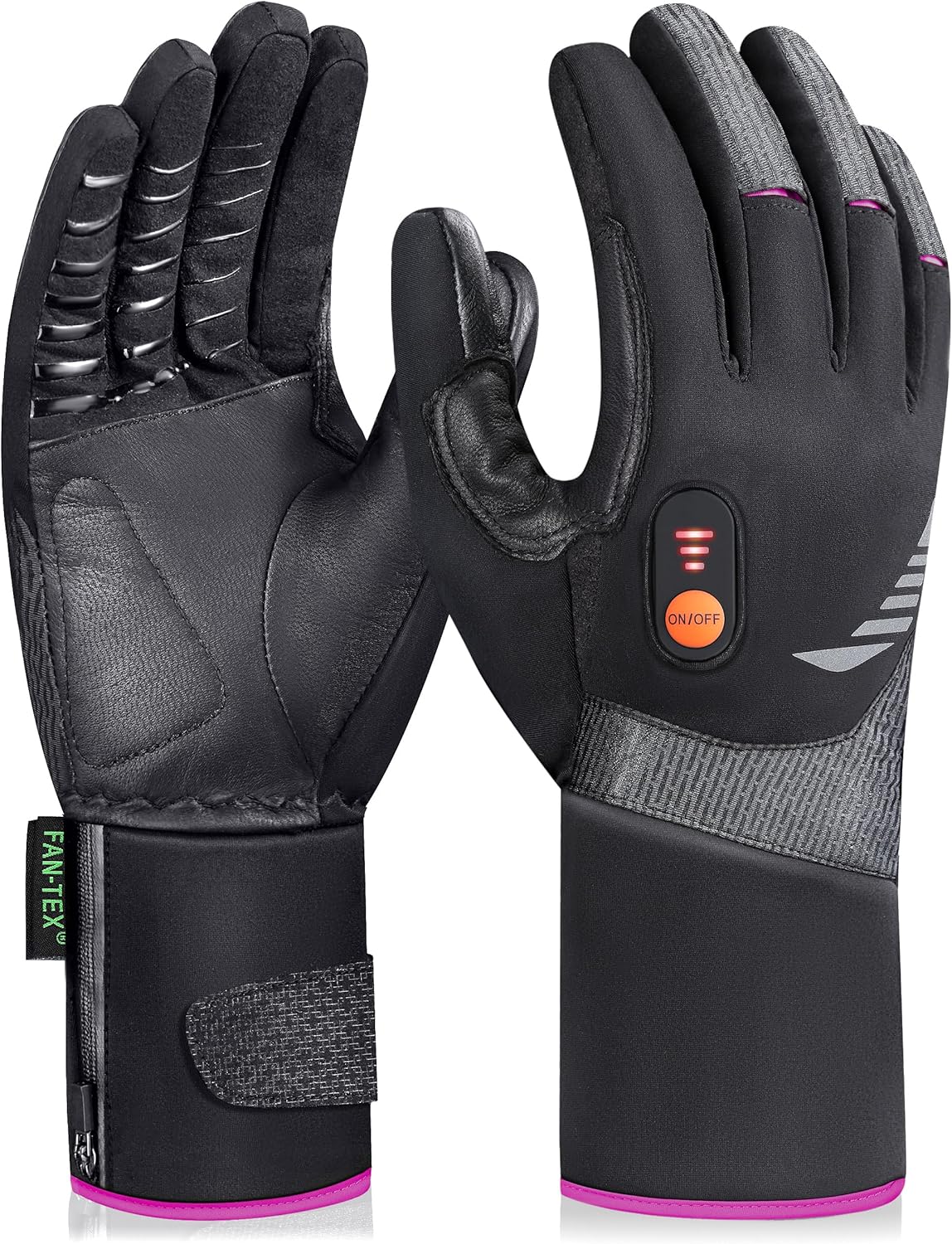 Heated Gloves for Men Women, Rechargeable Waterproof Heated Work Gloves with Arthritis Raynaud's Relief for Ski Golf Hiking Driving (Black+Purple, X-Large)
