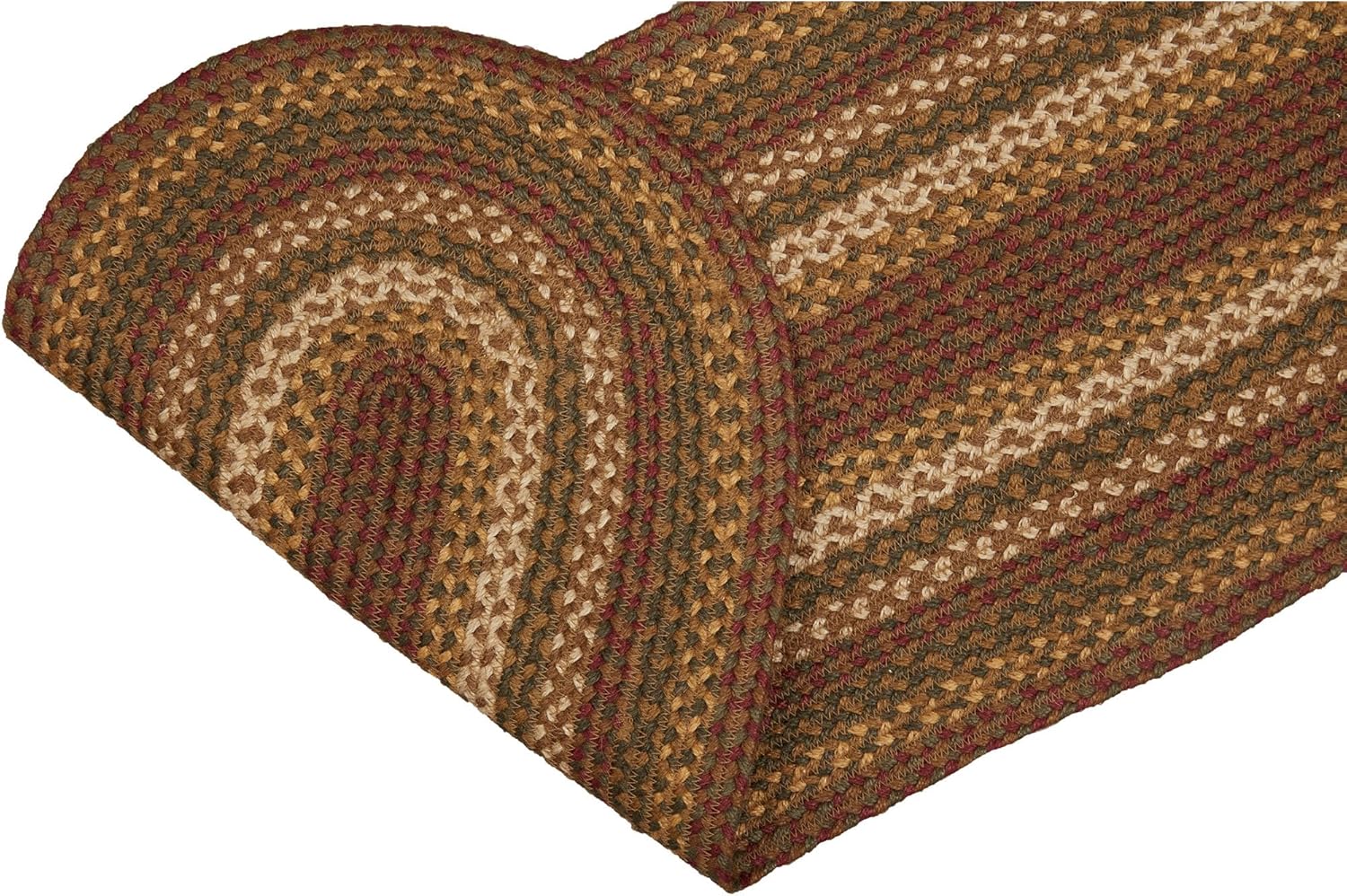 VHC Brands Tea Cabin Rustic Jute Green Textured Striped Oval Kitchen Table Decor Runner 13"x48"
