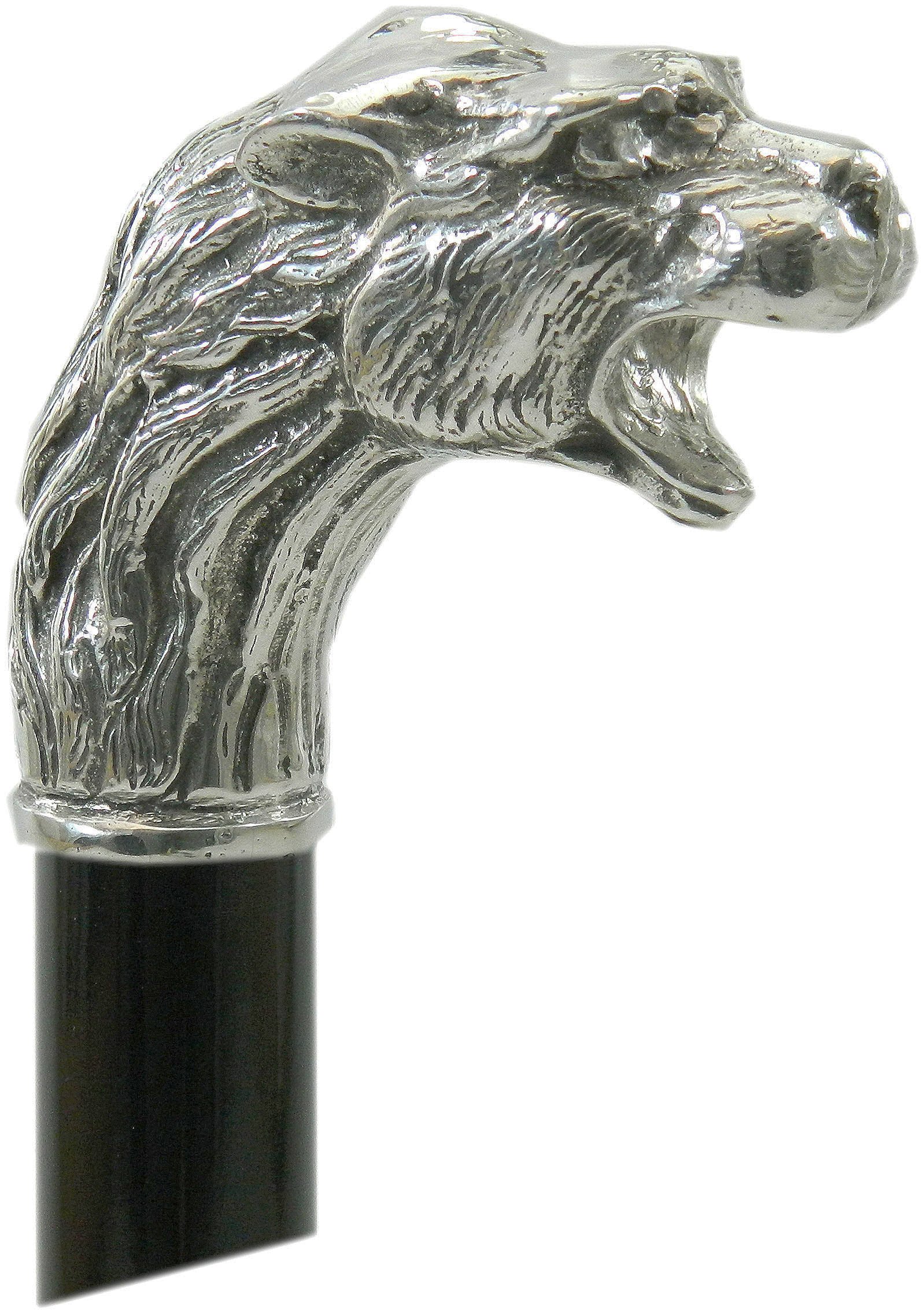 Bastón de paseo CAVAGNINI madera y peltre puro león elegante para ancianos ceremonia (- Santos)