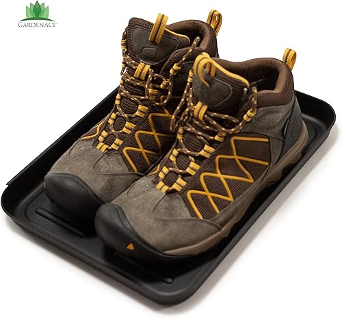Miniatura 5 de Juego de 3 bandejas para botas para entrada con borde elevado, bandejas de goteo resistentes para zapatos, tapete impermeable para alimentos de