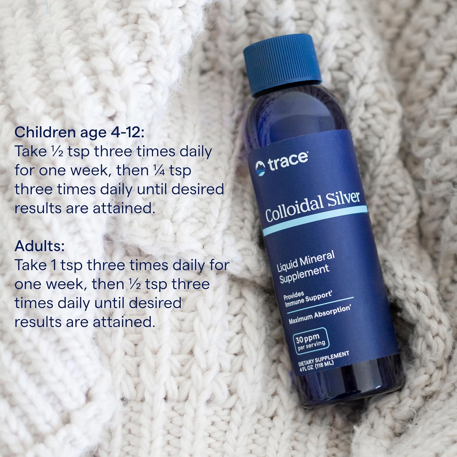 Trace Minerals Colloidal Silver - Pure Colloidal Silver Supplement for Immune Support - Natural Mineral Drops - High-Potency Formula - Gluten-Free - Vegan - 4 fl oz (12 Servings)