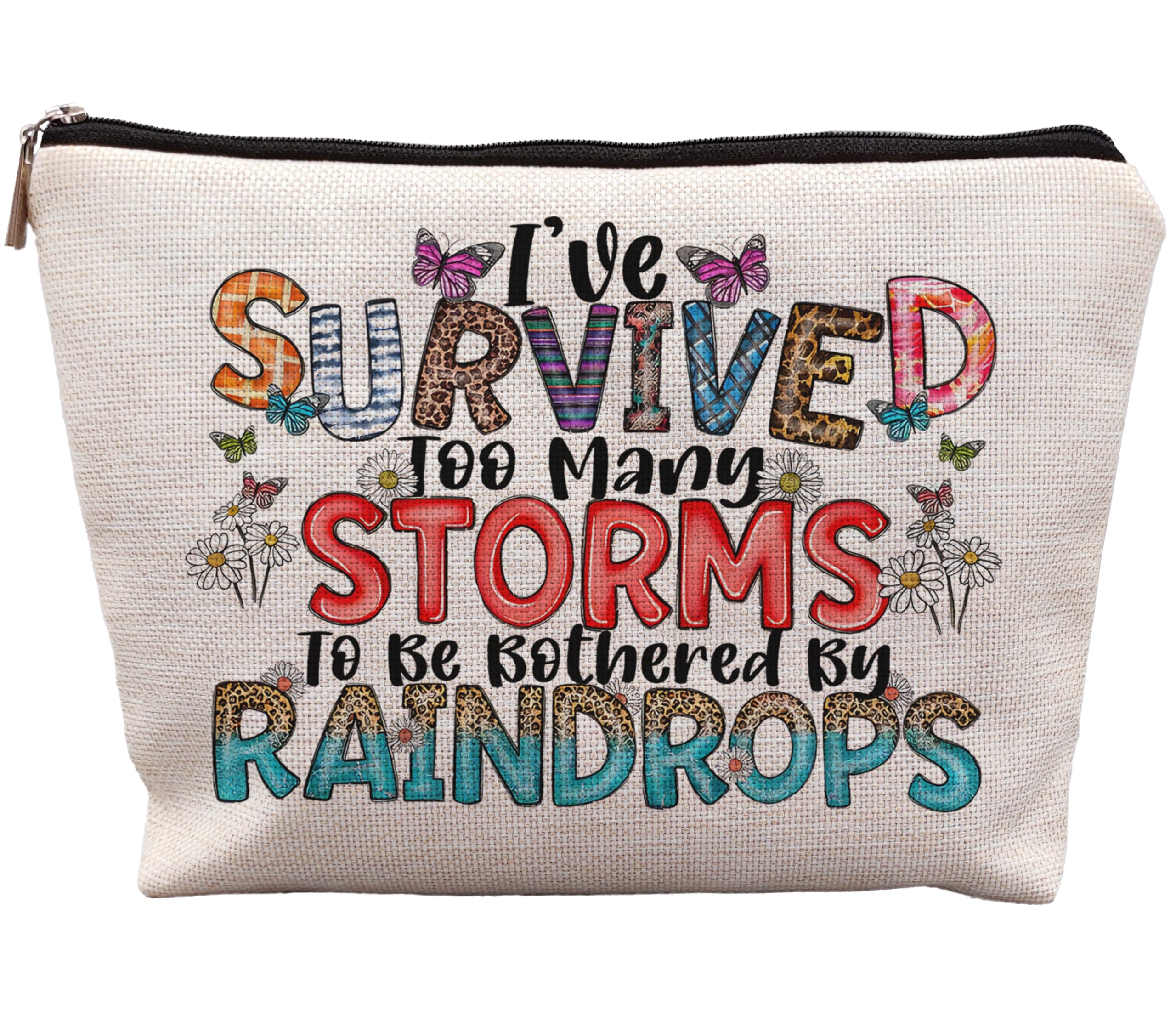 uinwk Inspirational Nurse Makeup Bag - Positive Gifts for Women, Survived Too Many Storms