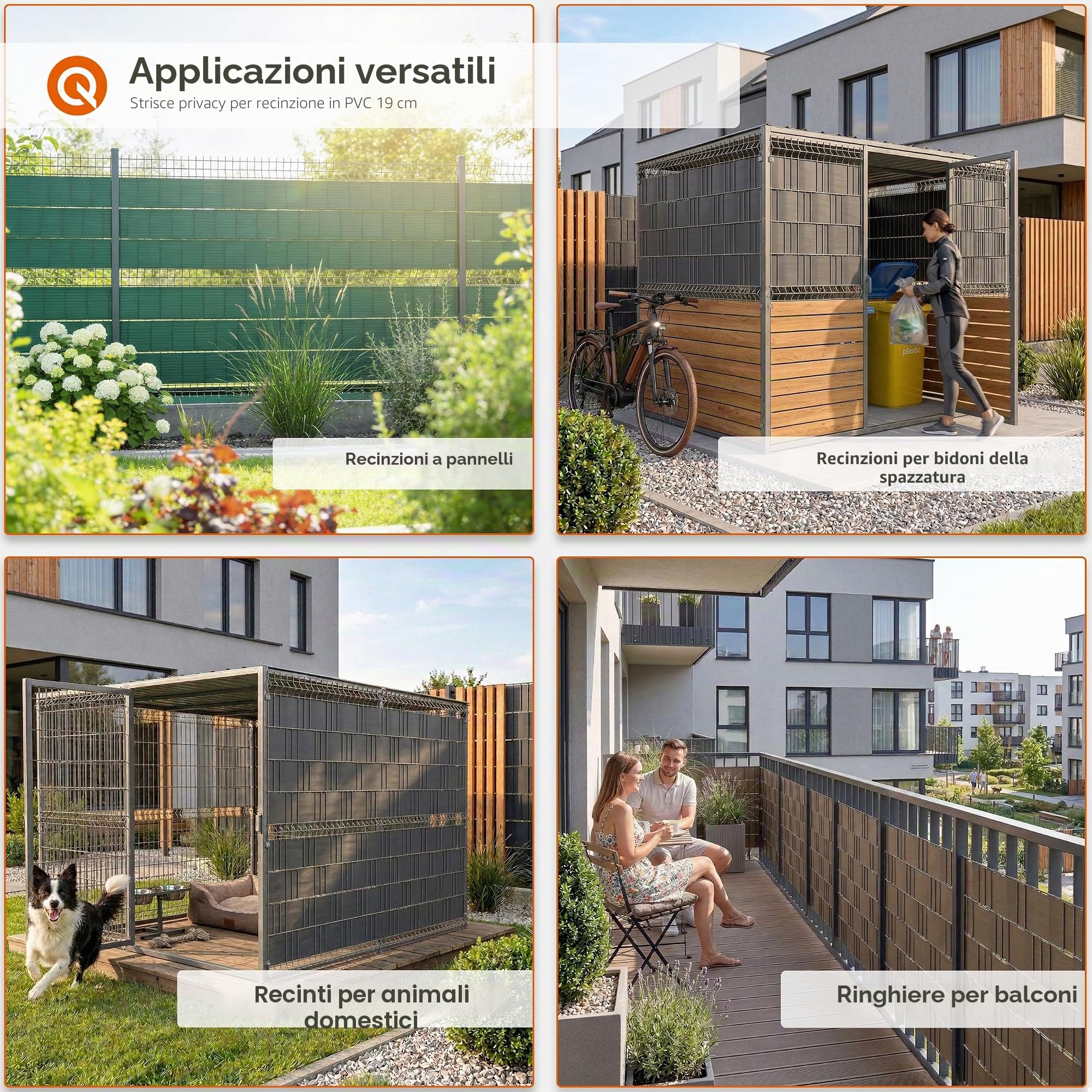 Quest Striscia Frangivista PVC Rigido 19 cm - Marrone, 26 m | Paravento per recinzione a doppia asta, per giardino, balcone e terrazza, resistente ai raggi UV, 900 g/m2, tutela la privacy