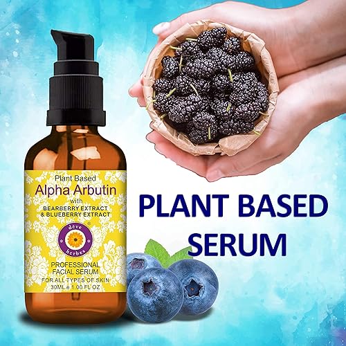 Miniatura 4 de Deve Herbes Suero facial de alfa arbutina a base de plantas con extracto de gayuba, trigo, mora, arándano y granada para cuidado personal, 1.0 fl oz