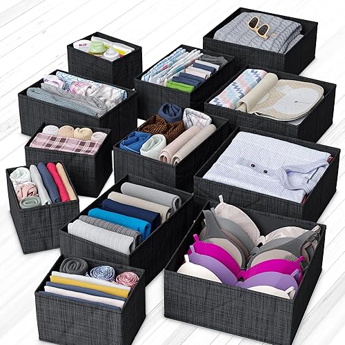 Miniatura 4 de Neaterize - Juego de 12 organizadores de cajones para ropa, cestas separadoras para guardar ropa, maquillaje, baño, organizar ropa interior,