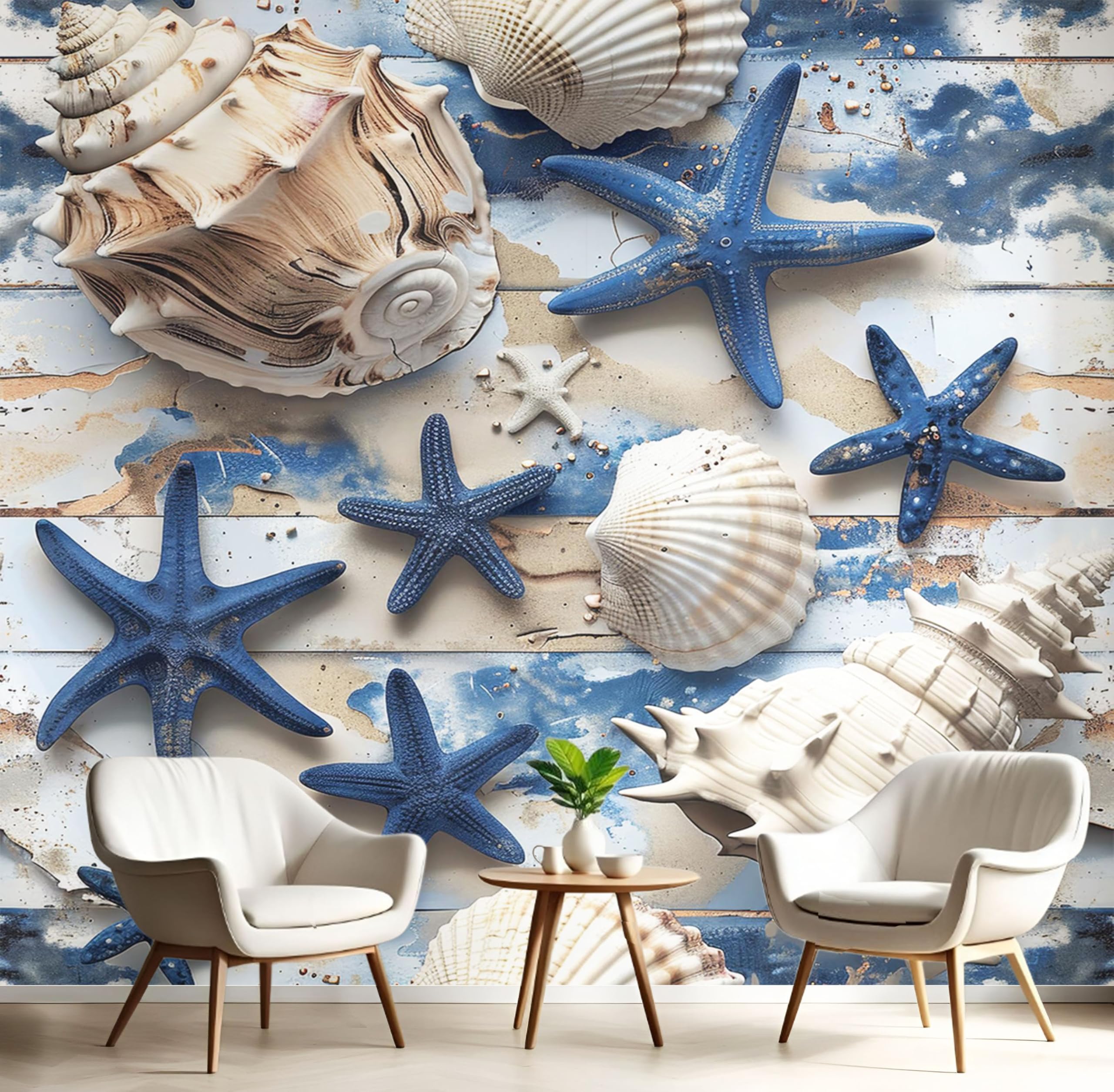 Papier peint panoramique bleu marine 250x175 déco murale thème nautique 3D