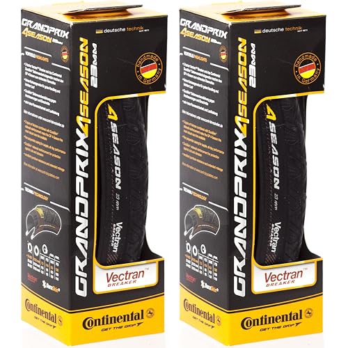 Continental Grand Prix 4-Season - Road Bike Tire | The All-Year-Round Road Tire - Double Vectran Breaker, Duraskin, 2 Pack