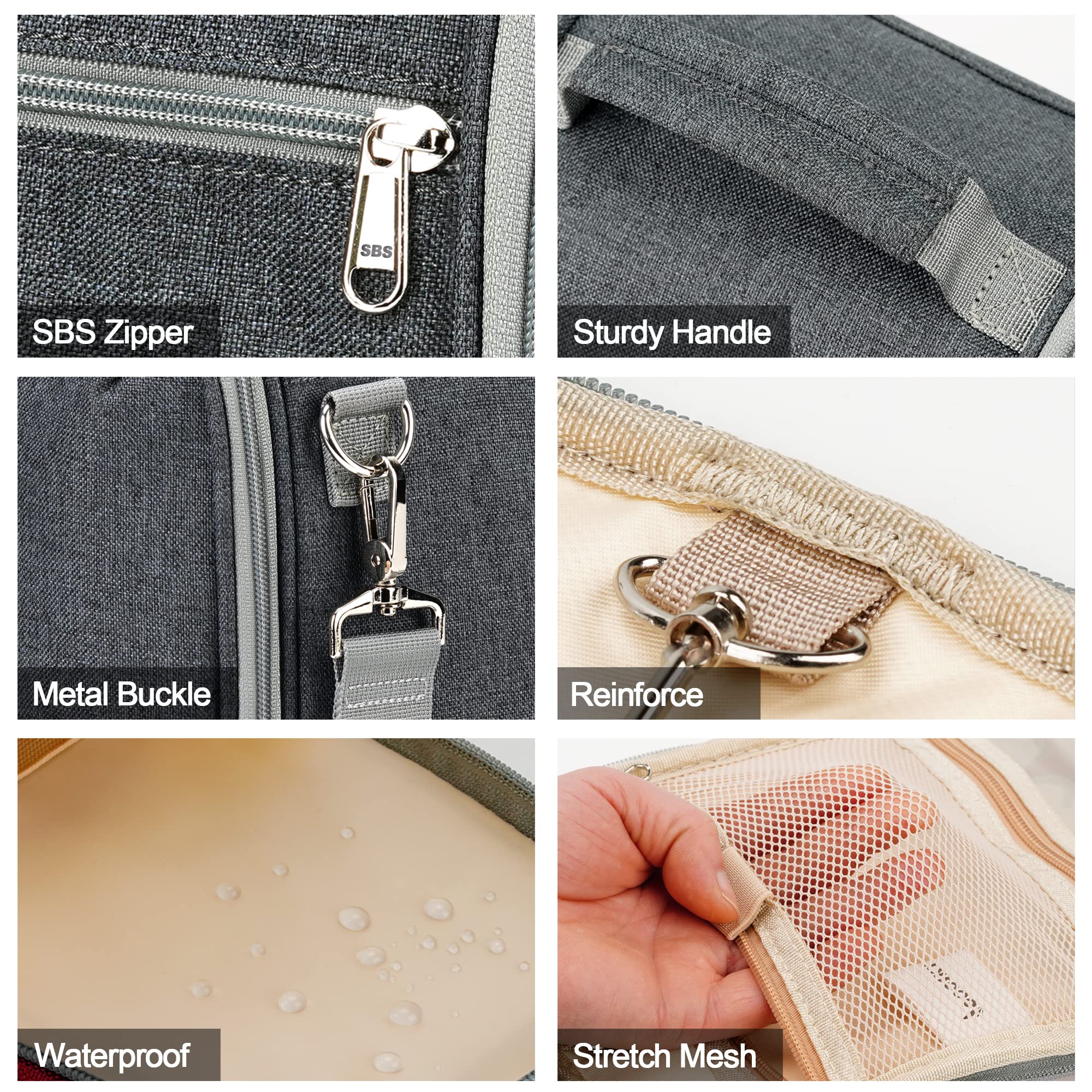 COOSKY Neceser de viaje extra grande para mujeres y hombres, bolsa de higiene, kit organizador de baño y ducha con soportes de banda elástica para artículos de tocador, cosméticos, maquillaje,