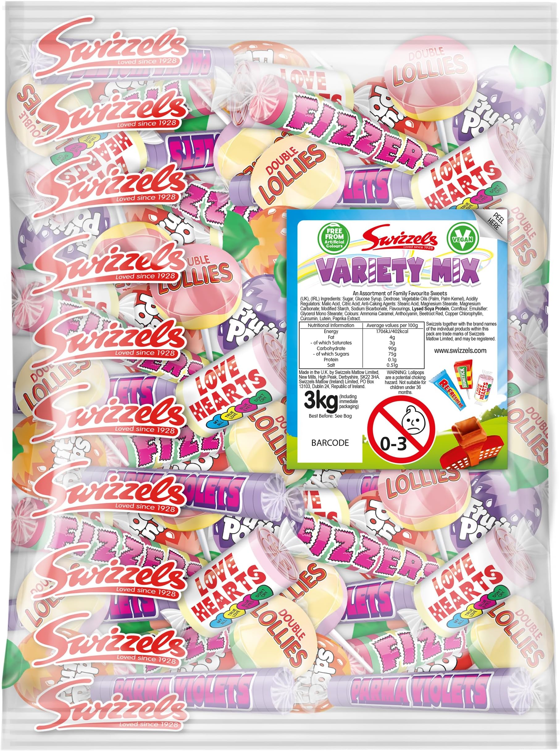 Swizzels Bulk Sweets Variety Mix Vegetarian Mixed Sweets and Lollipops Bag 3kg