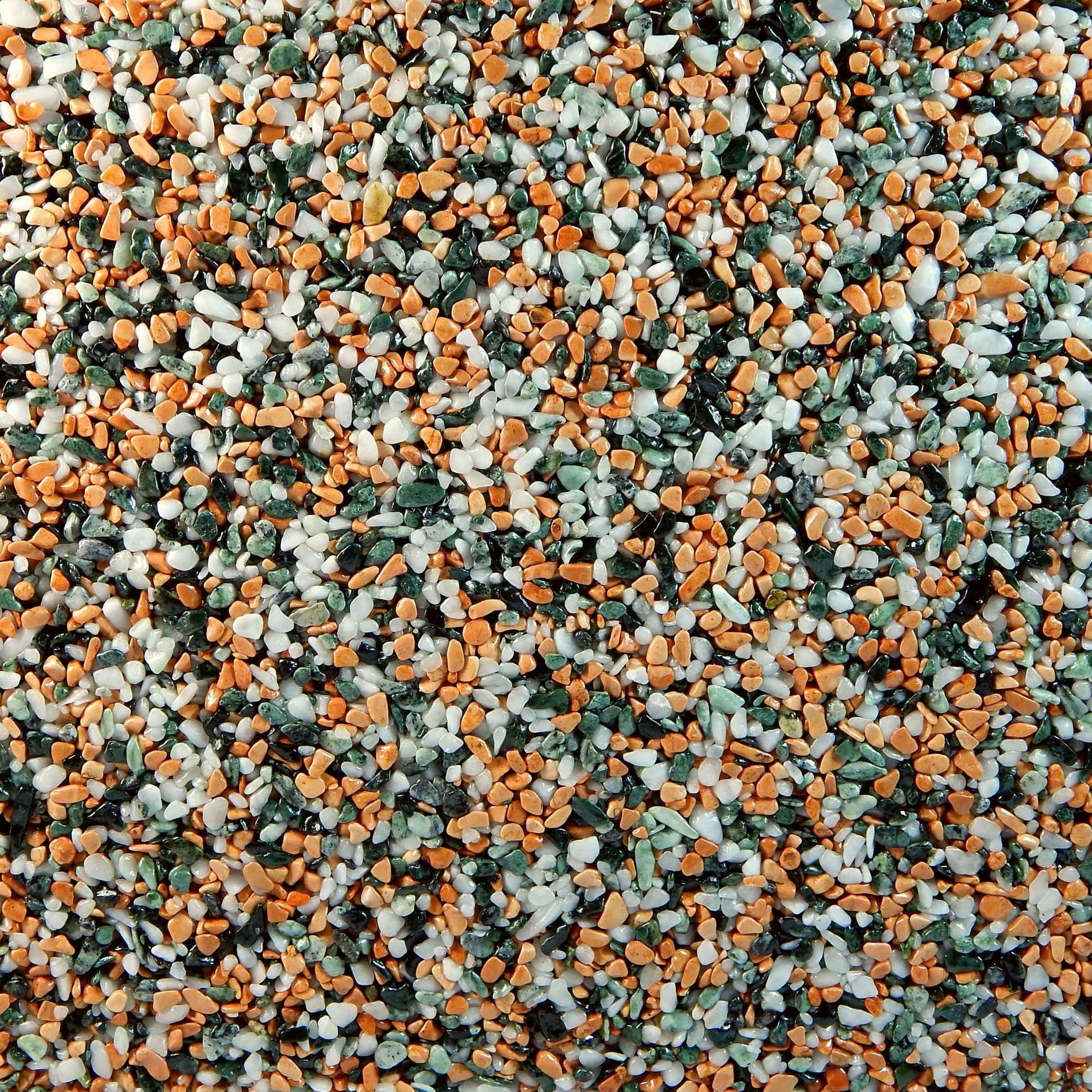 Terralith Steinteppich Marmor Komplett-Set für 1qm - Körnung: fein - 2-4mm mit Epoxidharz Bindemittel - für Innen in orange-weiß (mix bologne)