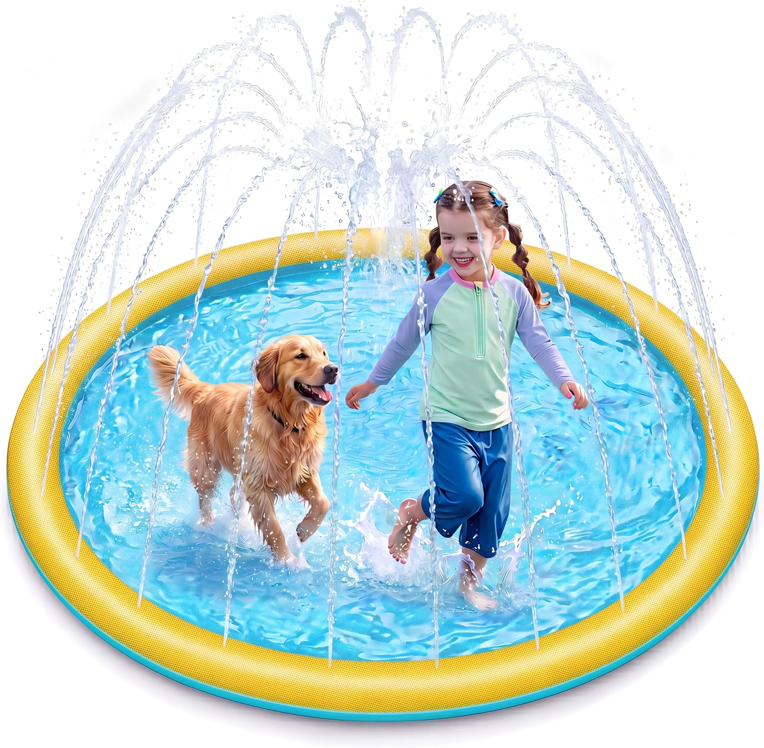 60" Sloosh Non-Slip Outdoor Sprinkler Splash Fountain Pad (Orange & Blue) $10