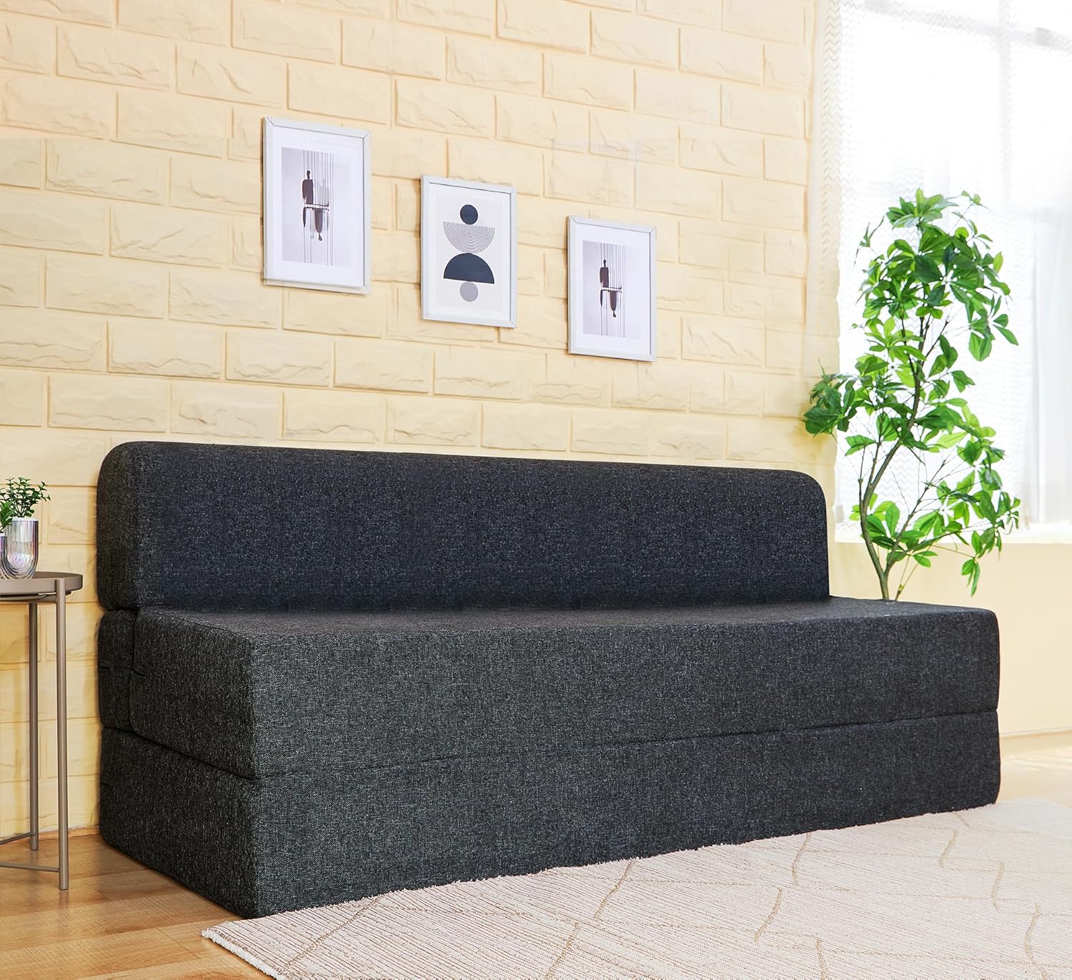uberlyfe 3 Seater Sofa Cum Bed | Jute Fabric Washable Cover | Dark Grey | 5′ X 6′ Feet uberlyfe 3 Seater Sofa Cum Bed | Jute Fabric Washable Cover | Dark Grey | 5′ X 6′ Feet
