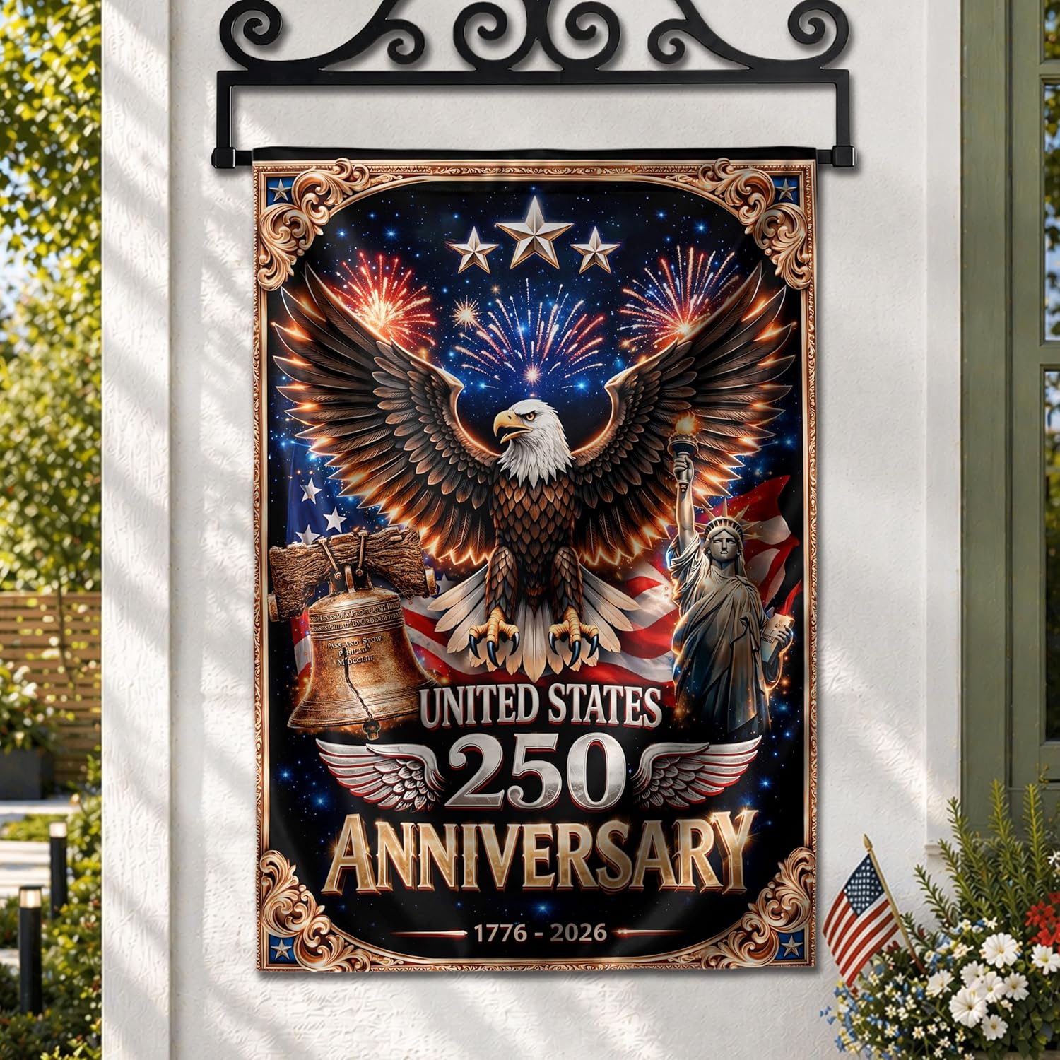 American Flag With Eagle, 250th Anniversary Patriotic Design, 250 Anniversary Usa Flag, Garden Flags For Outside, 1776-2026 Commemorative, Front And Back Print 1 (30x40 Inch)