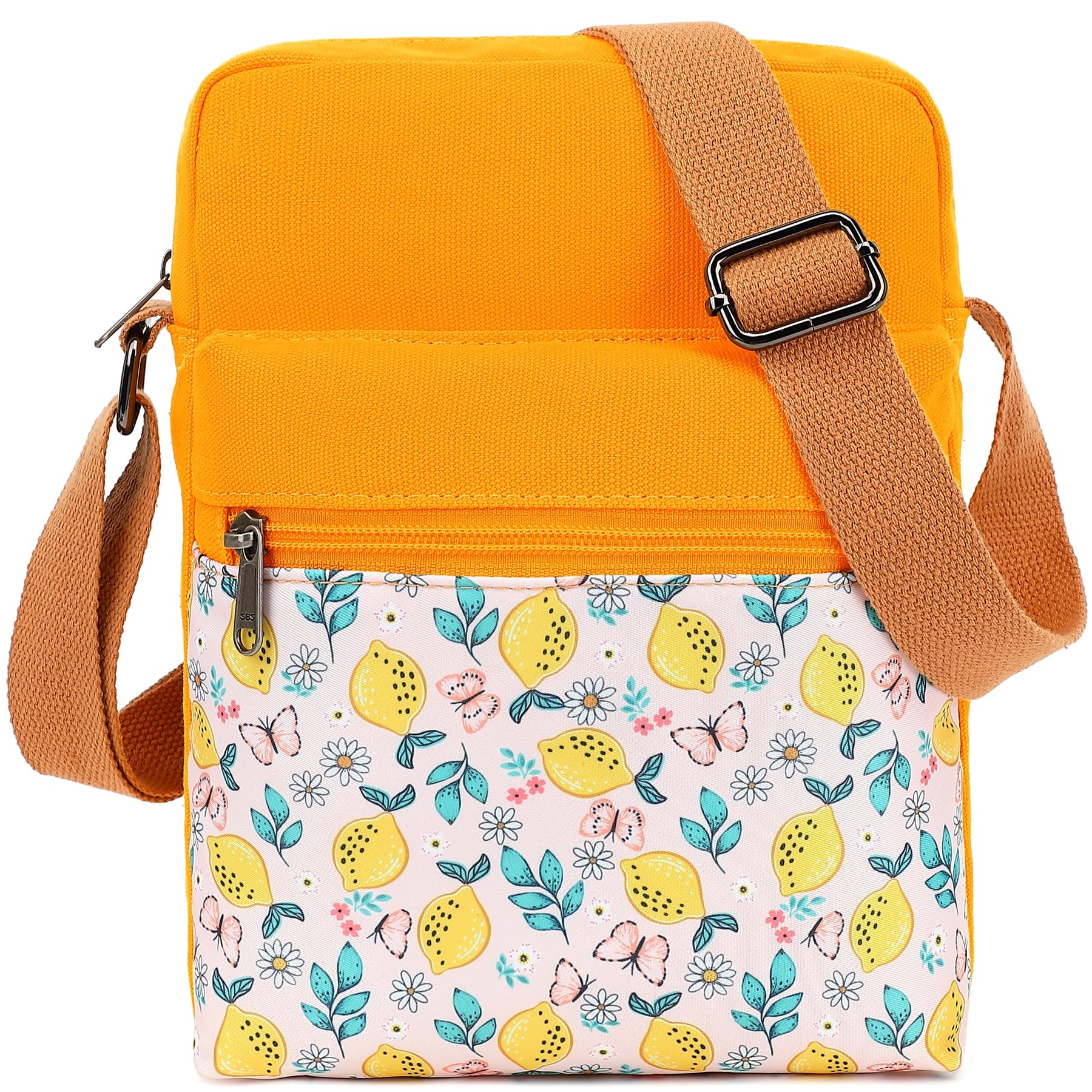 H HIKKER-LINK Fruit Crossbody Bag and Purse Casual Lemon Canvas Shoulder Bag for Women Messenger Bags Orange