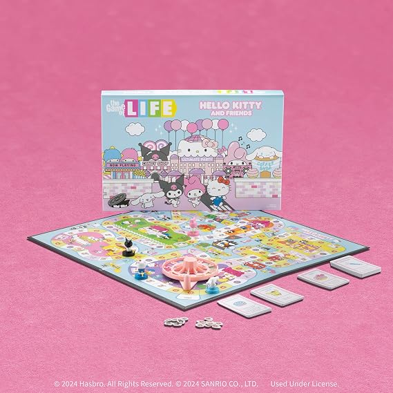 The Game of Life: Hello Kitty and Friends Board Game, Collect Apples and Buy Bows on The Way to The Ultimate Party, Play as Hello Kitty, Kuromi, More, Officially Licensed Collectible & Merchandise