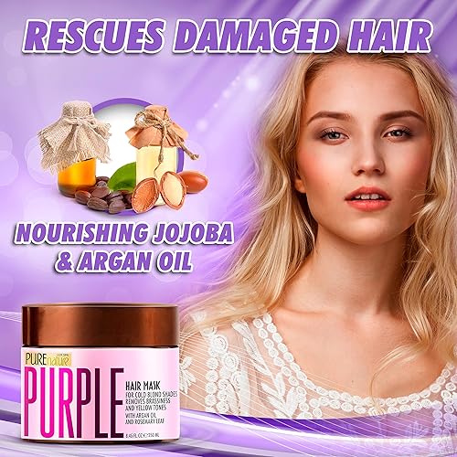 Miniatura 4 de Máscara de cabello morado para cabello blanqueado y rubio tratamiento acondicionador profundo para mujeres para eliminar reflejos amarillos y